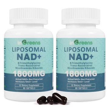 inGreens Liposomal NAD+ Supplement 1800 mg with Nicotinamide Riboside, Trans Resveratrol, Trimethylglycine，Replaces NMN, Boost NAD+, Aging Defense，Cellular Energy, 120 Softgels inGreens uk supplements
