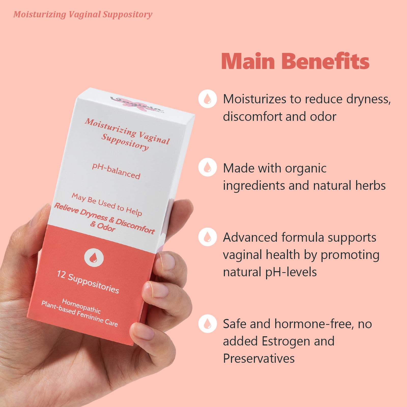 Vaginal Moisturizing Suppositories for Lasting Hydration & Comfort | Balances pH, Soothes Dryness Vagiria uk supplements