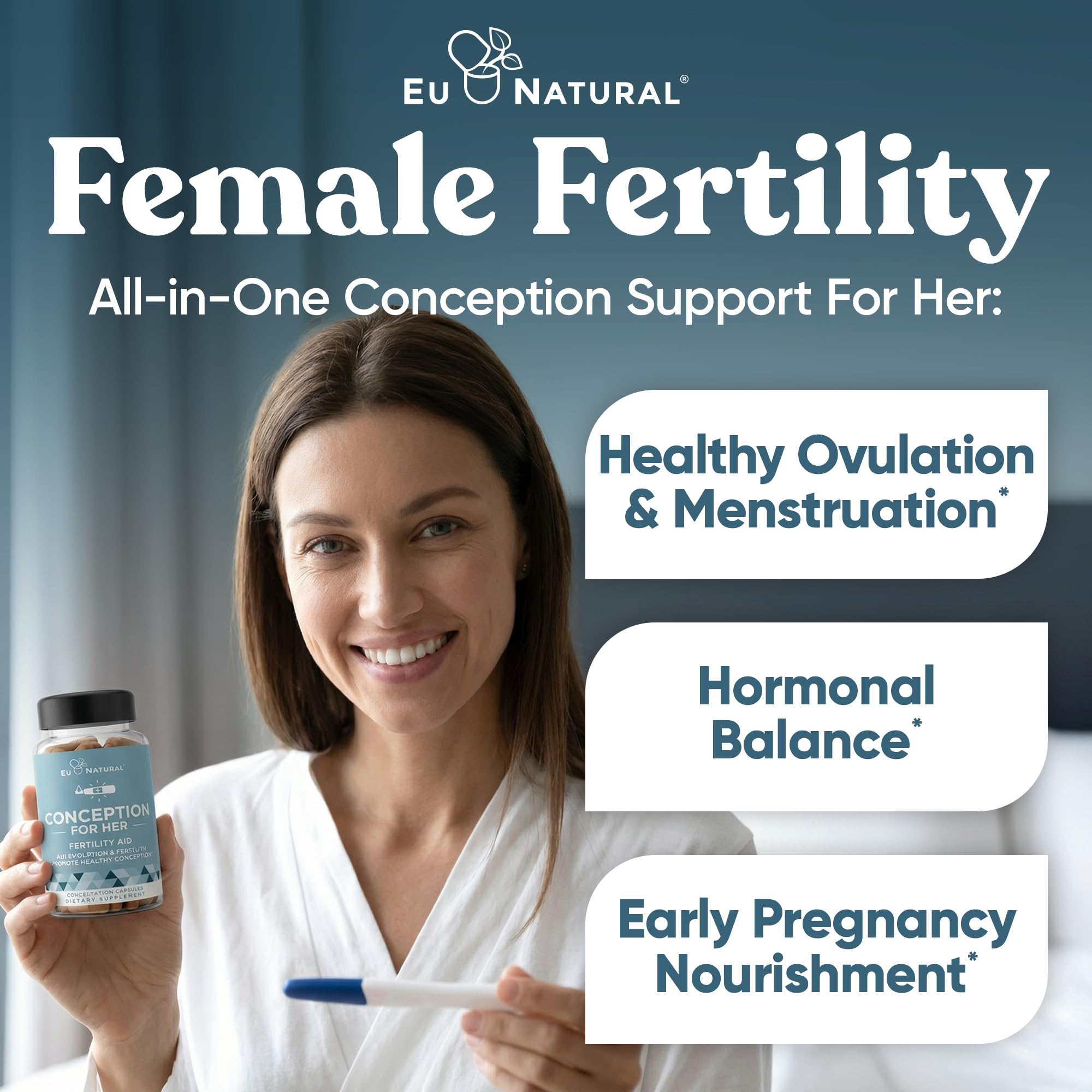 Eu Natural Conception for Her Fertility Supplements for Women - Ovulation, Hormonal Balance & Regular Cycle Support - Myo-Inositol, Folate, Folic Acid & Vitex - 60 Vegetarian Capsules Eu Natural uk supplements