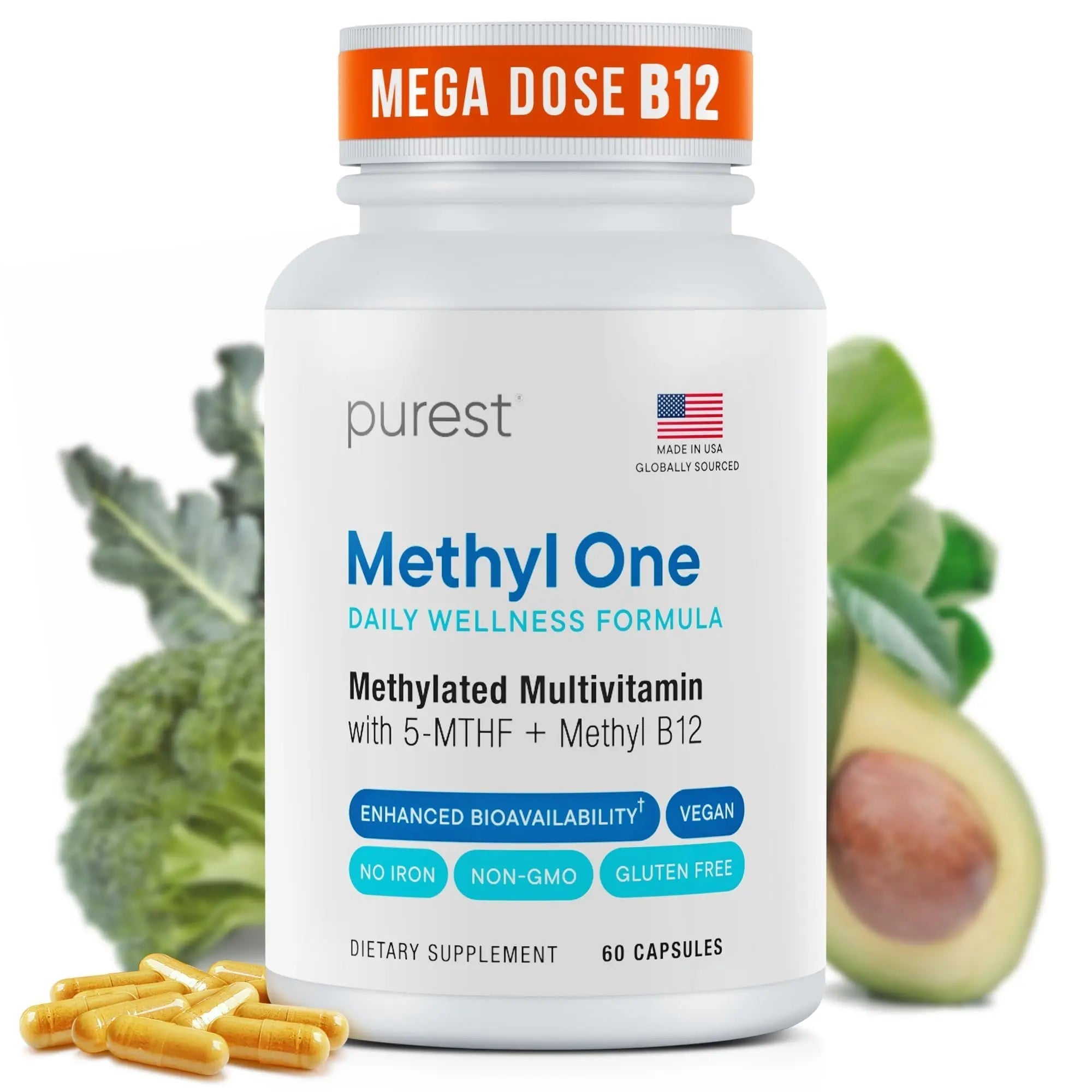 Purest® Methylated Multivitamin for Men & Women | Methylated B12 1000mcg, Biotin, B Complex with 600mcg Vitamin D, Vitamin C, E, A, Methylfolate | Super Natural Goods uk supplements