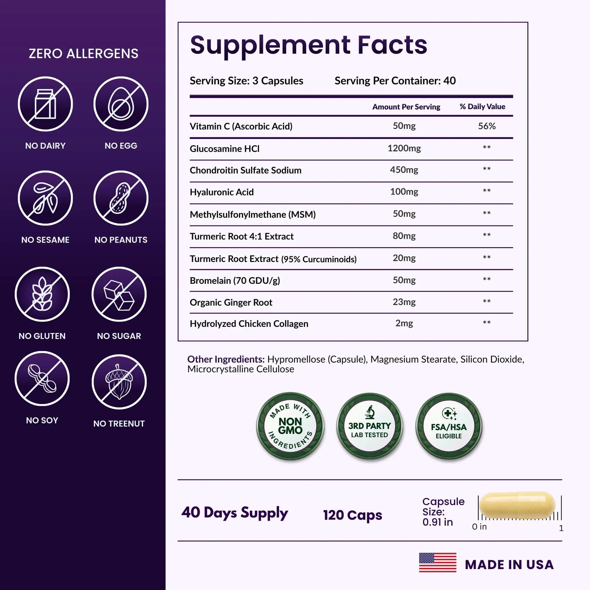 ForestLeaf Glucosamine Chondroitin MSM Joint Supplement Complex - 1200mg - 120 Caps ForestLeaf uk supplements