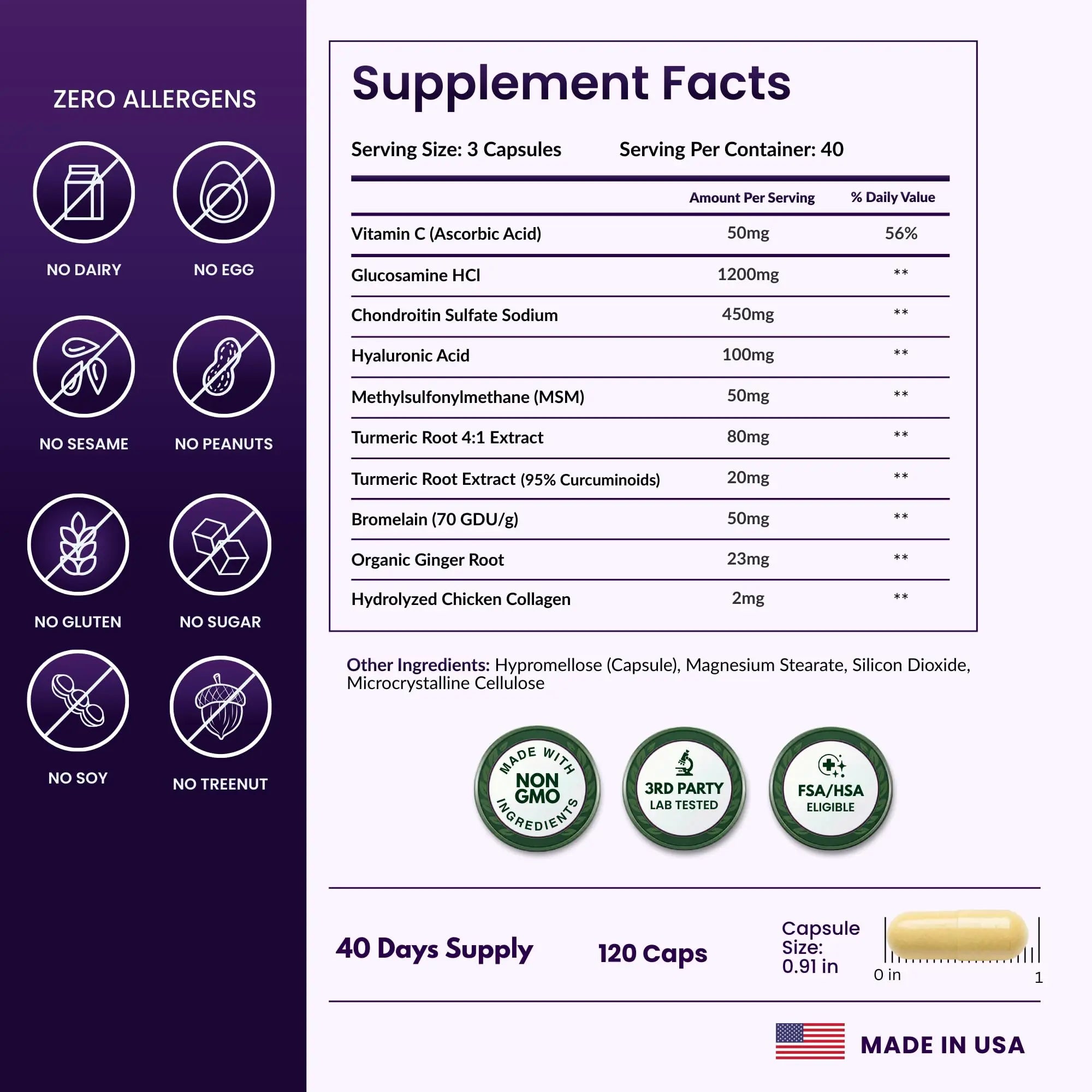 ForestLeaf Glucosamine Chondroitin MSM Joint Supplement Complex - 1200mg - 120 Caps ForestLeaf uk supplements