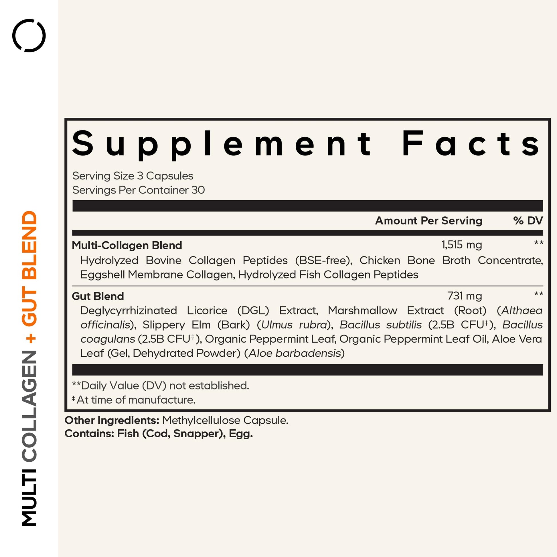Codeage Multi Collagen + Gut Blend Supplement - Digestive Probiotics, DGL Licorice, Aloe Vera, Organic Peppermint Leaf, Slippery Elm - Hydrolyzed Bovine Collagen Pills - Non-GMO - 90 Capsules Codeage uk supplements