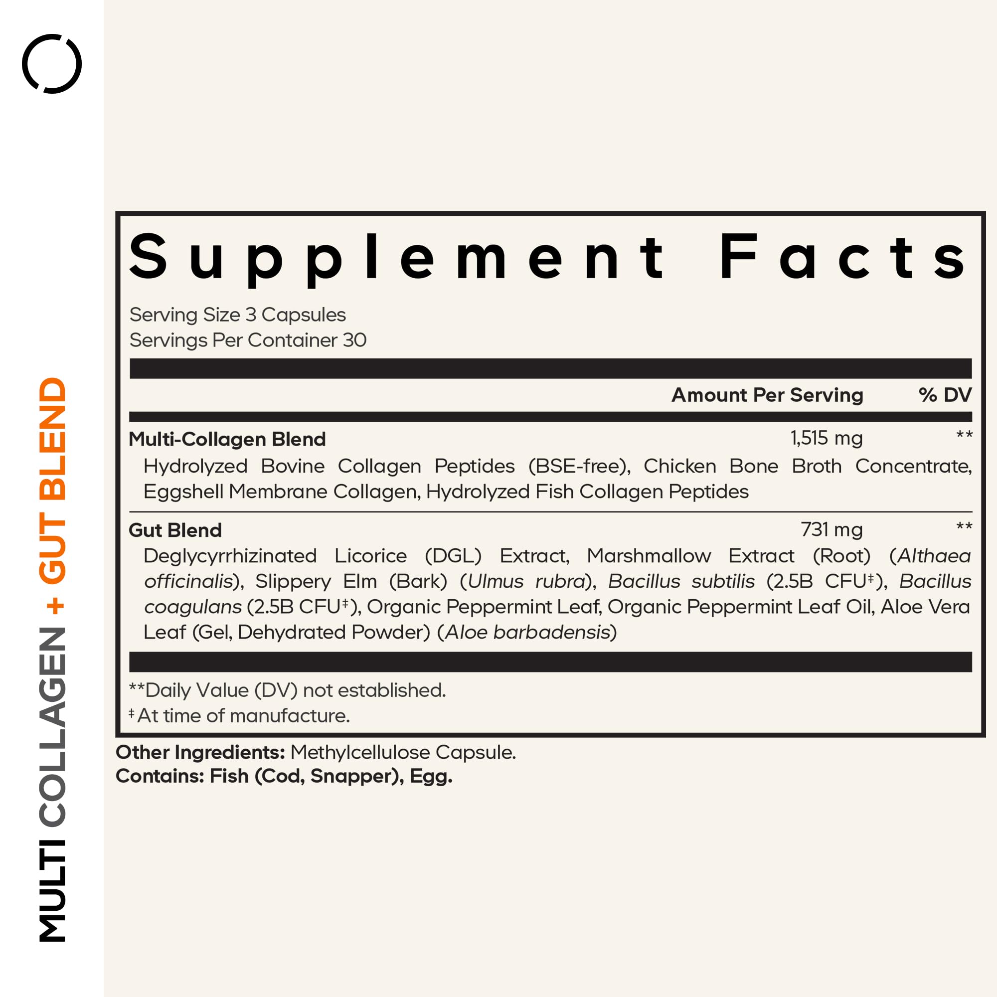 Codeage Multi Collagen + Gut Blend Supplement - Digestive Probiotics, DGL Licorice, Aloe Vera, Organic Peppermint Leaf, Slippery Elm - Hydrolyzed Bovine Collagen Pills - Non-GMO - 90 Capsules Codeage uk supplements