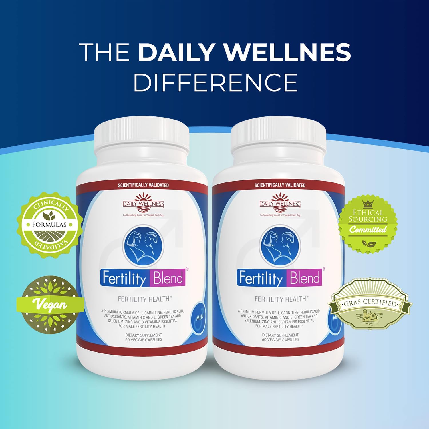 Fertility Blend Daily Wellness for Men - Male Fertility Supplements, Vitamin Blend Pills - Male Count Pre-Conception for Him - Fertility Supplements for Men - 60 Capsules, 2 Pack Fertility Blend uk supplements