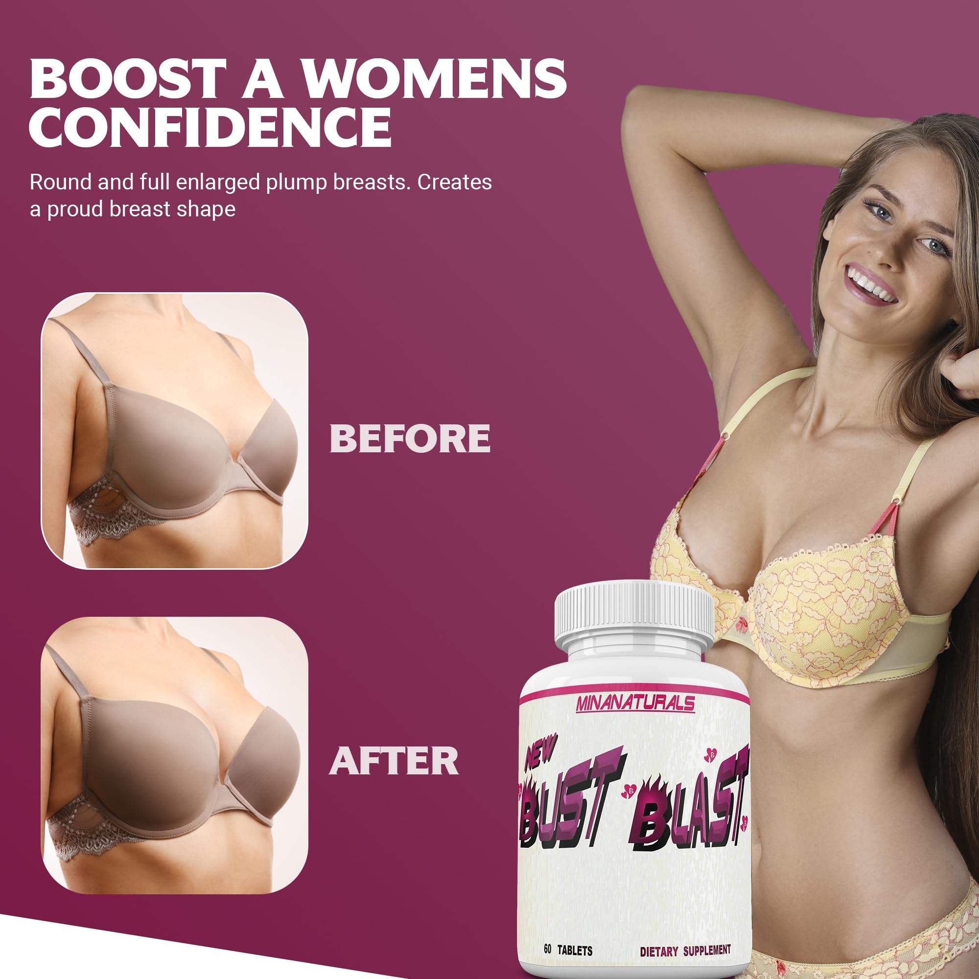 MINANATURALS Bust Blast Loaded Increase Breast Size Fast. Female Breast Enhancement - Bigger Boobs and Butt Pills. 60 Tablets MINANATURALS uk supplements