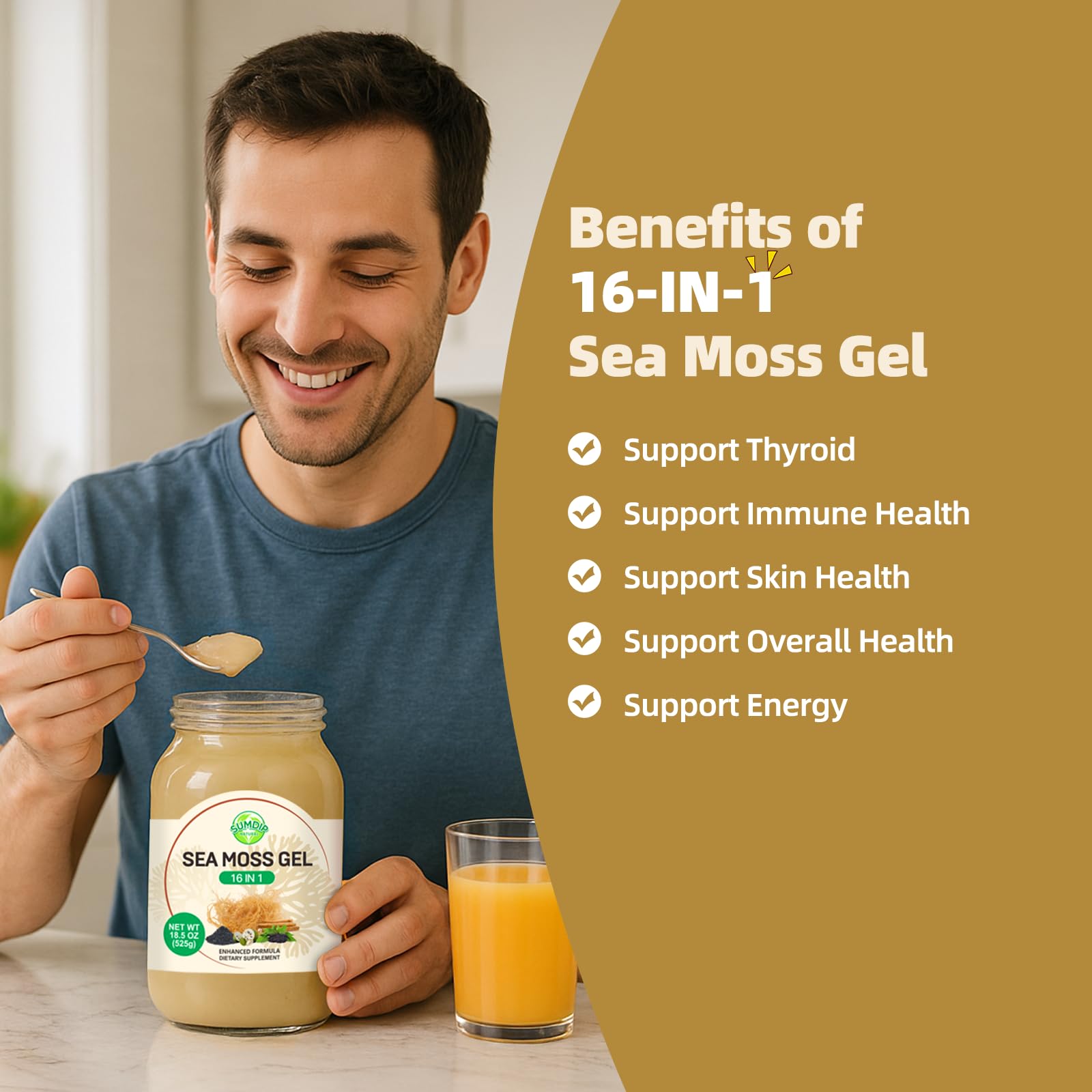 Sea Moss Gel - 18.5 oz Irish Seamoss Gel with Black Seed Oil and Ashwagandha, 16 in 1 Vegan Superfood Rich in Vitamins & Minerals, Raw Wildcrafted Seamoss for Immune & Digestion Support, Original SumDIP uk supplements