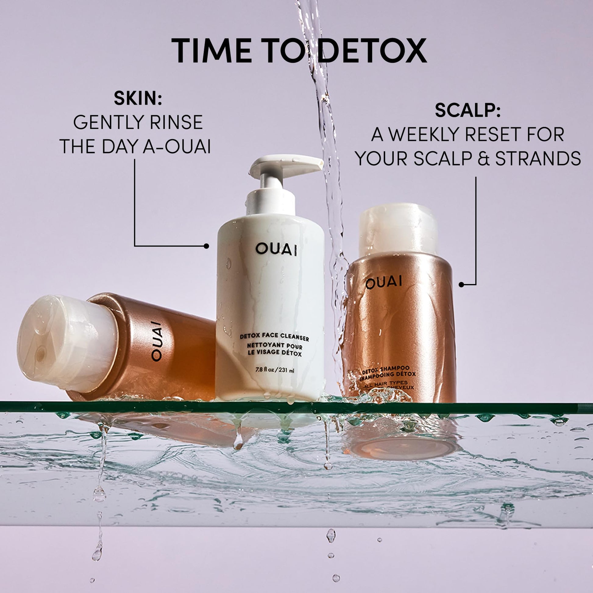 OUAI Detox Shower Routine Bundle - Gentle Detox Face Cleanser (7.8 Oz) and Clarifying Shampoo with Apple Cider Vinegar (10 Oz) - Removes Dirt, Oil, Product, Makeup, and Sunscreen - 2-Piece Bundle OUAI uk supplements