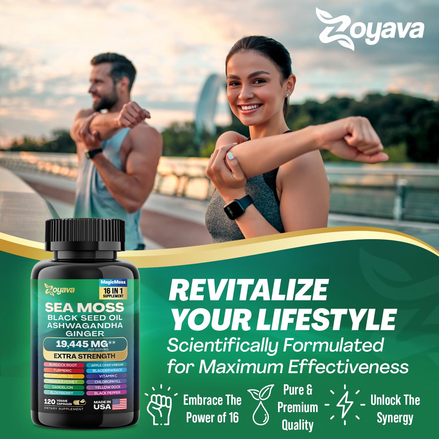 Zoyava Sea Moss 7000mg Black Seed Oil 4000mg Ashwagandha 2000mg Turmeric Zoyava uk supplements