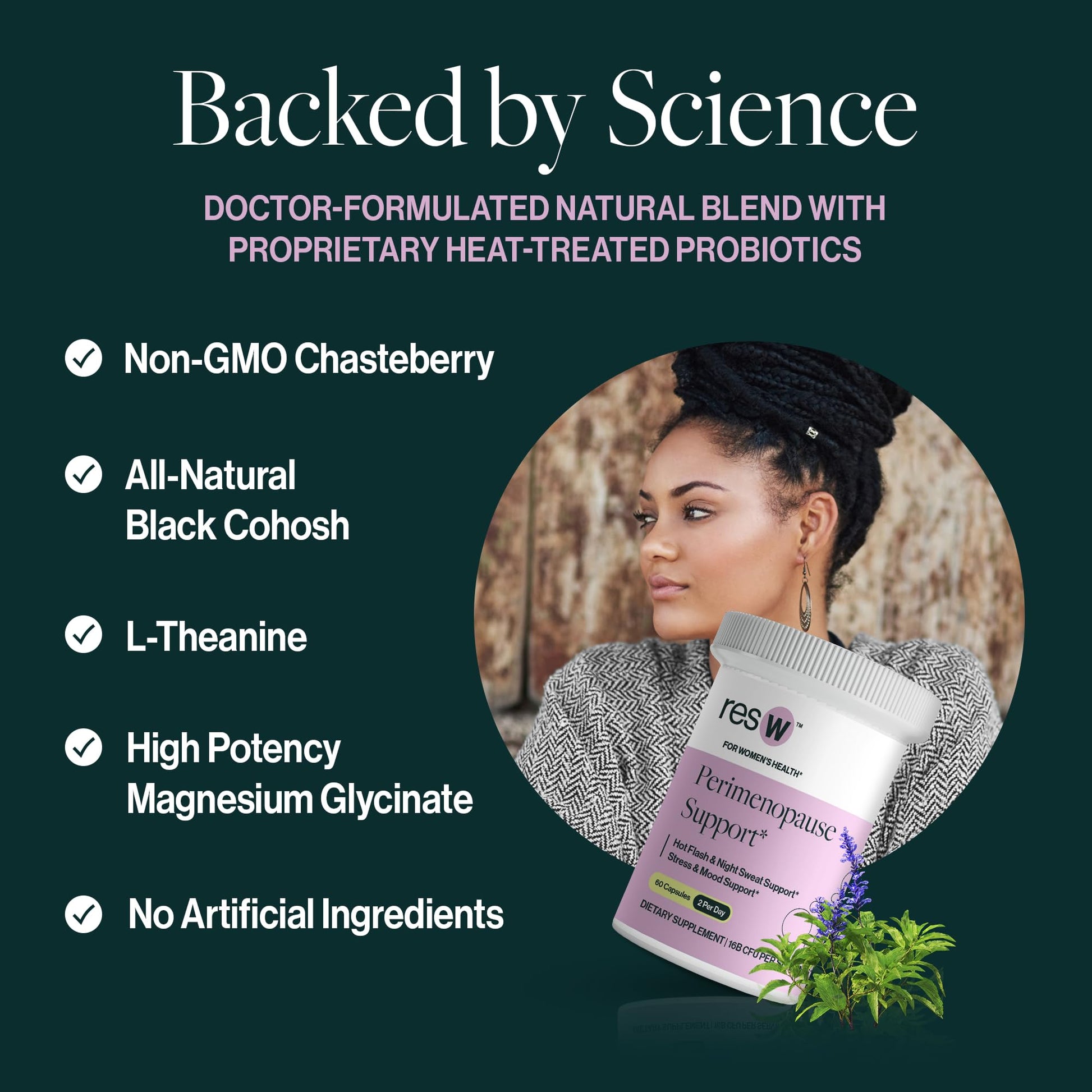 resW Perimenopause Postbiotic Supplement for Women - Hot Flash Support, Night Sweat Relief, Hormone Free, Vegan, Gluten Free, Non GMO, Plant Based Gut Health Support - 60 Capsules ResBiotic uk supplements