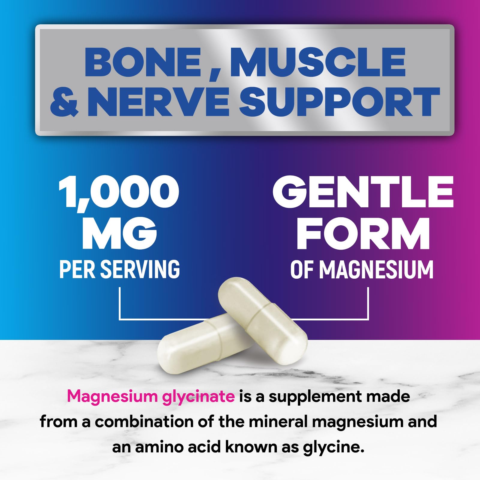 Magnesium Glycinate Capsules 1000mg Per Serving - Pure & Chelated for Max Absorption - Supports Muscle, Nerve & Heart Health, Sleep Support - Magnesium Supplement for Whole Body Support - 120 Capsules Nature's Peak uk supplements