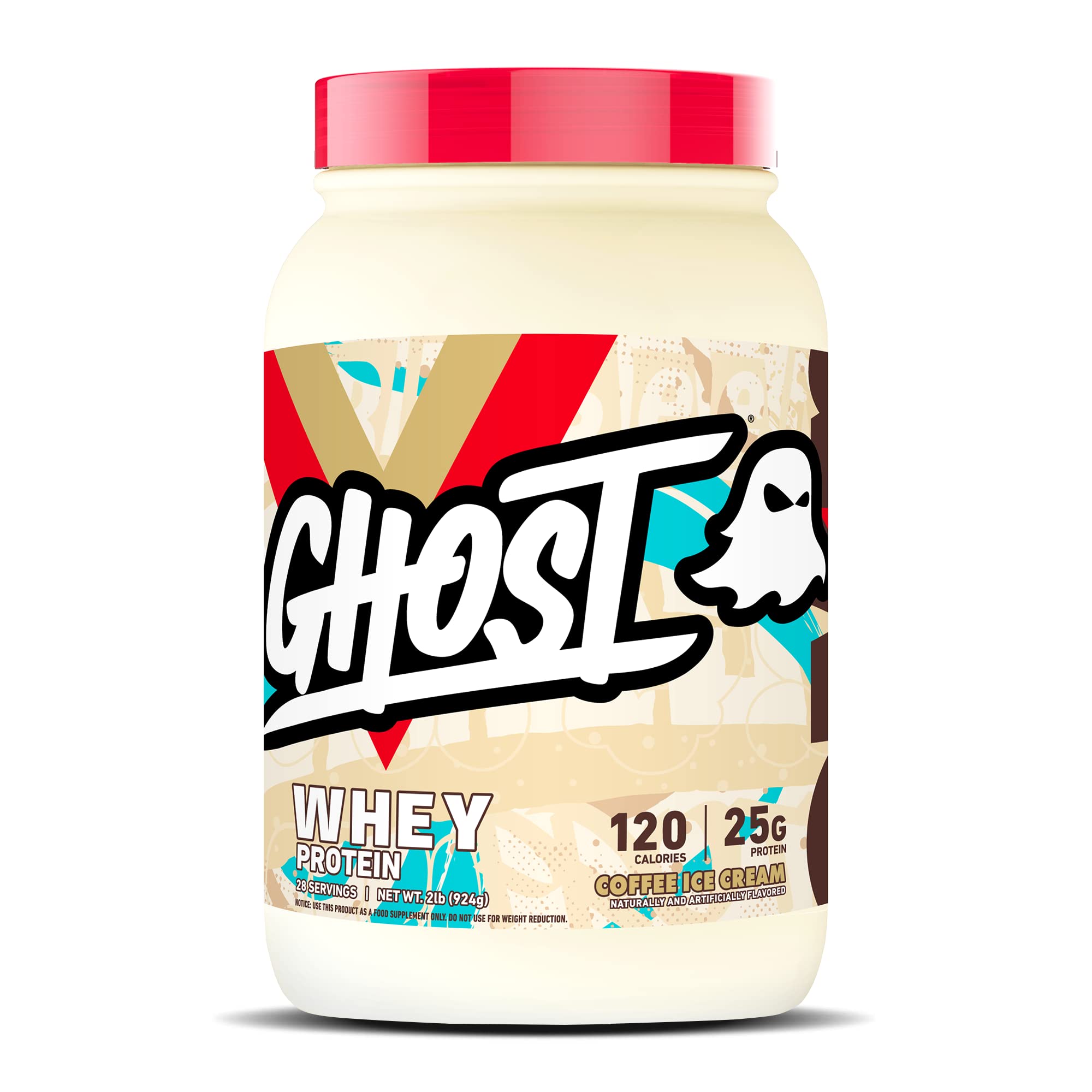 GHOST Whey Protein Powder, Coffee Ice Cream - 2LB Tub, 25G of Protein - Flavored Isolate GHOST uk supplements