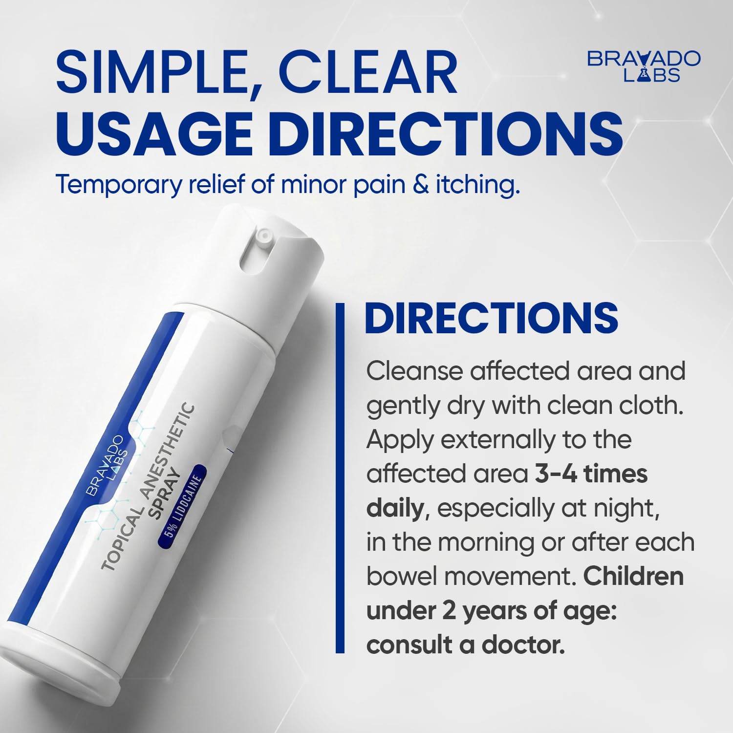 Bravado Labs 5% Lidocaine Spray Pain Relief - Maximum Strength Numbing Spray with Arnica & Emu Oil - Topical Anesthetic for Burns, Pain & Itch Relief - 1oz Bravado Labs uk supplements