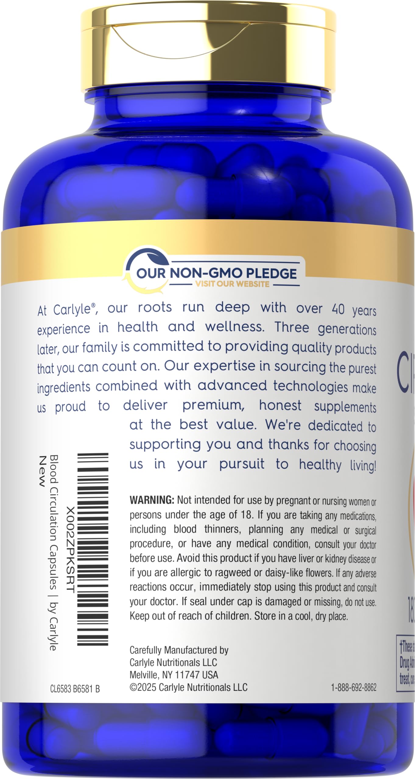 Carlyle Blood Circulation Supplement | 180 Capsules | Supports Healthy Circulation | Non-GMO, Gluten Free Carlyle uk supplements