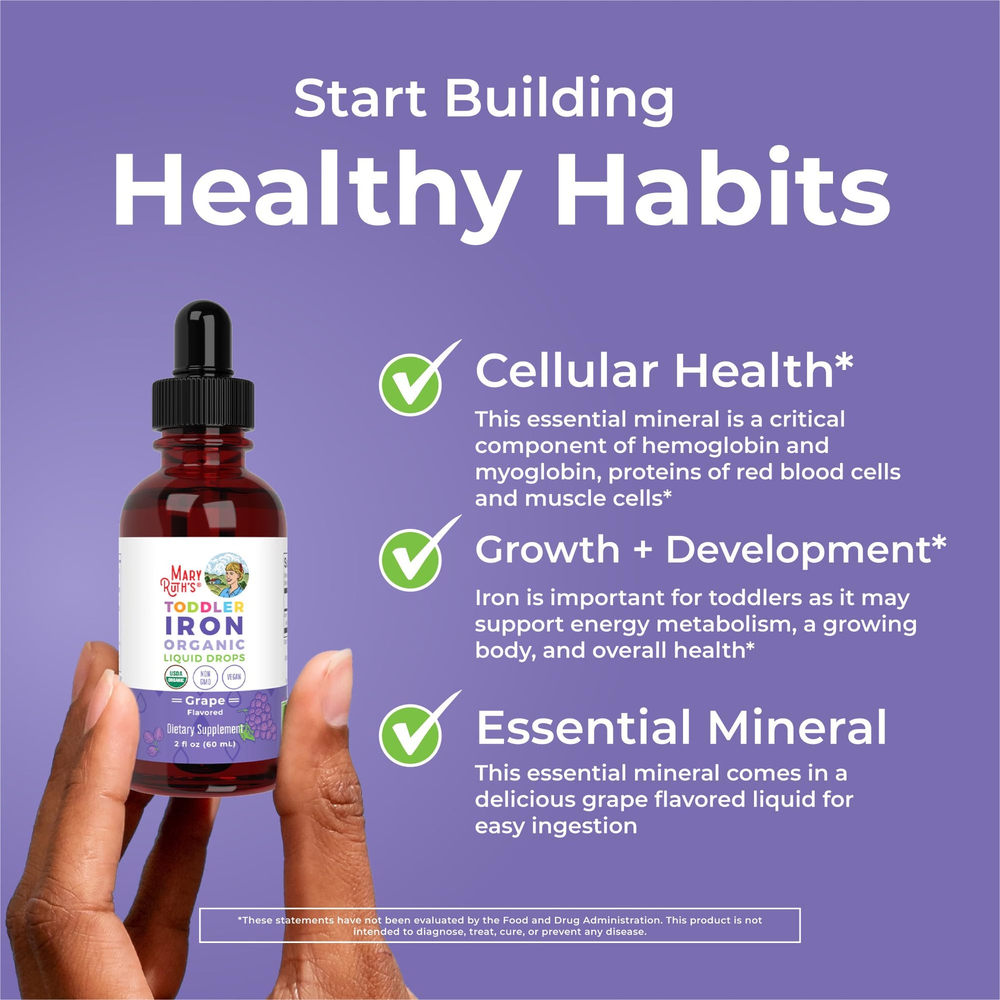 MaryRuth's Iron Supplement for Toddlers | Liquid Iron Supplement for Children Ages 1-3 | Iron Supplement for Iron Deficiency | Ferrochel | Sugar Free | Vegan | Non-GMO | Gluten Free | 2 Fl Oz MARYRUTH'S uk supplements