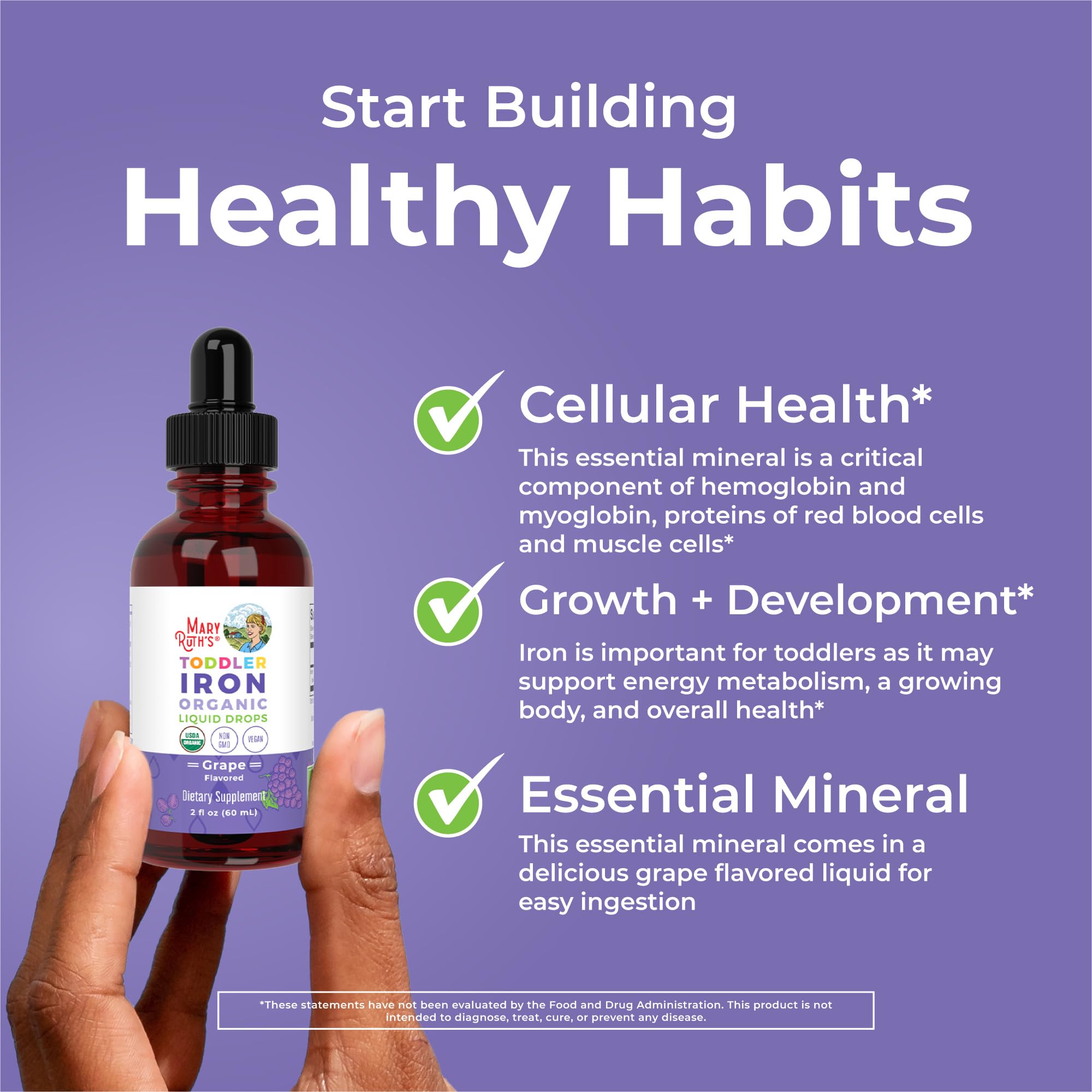 MaryRuth's Iron Supplement for Toddlers | Liquid Iron Supplement for Children Ages 1-3 | Iron Supplement for Iron Deficiency | Ferrochel | Sugar Free | Vegan | Non-GMO | Gluten Free | 2 Fl Oz MARYRUTH'S uk supplements