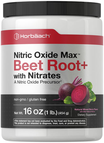 Nitric Oxide Beet Root Powder | 16 oz (454g) | Natural Mixed Berry Flavor | with Nitrates Horbäach uk supplements
