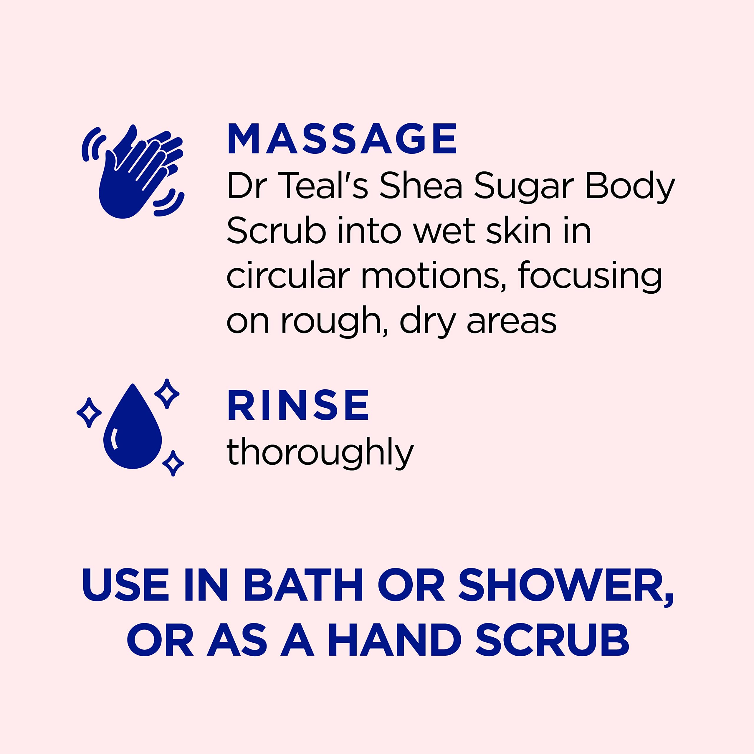 Dr Teal's Shea Sugar Body Scrub, Rose with Essential Oil, 19 oz (Pack of 3) Packaging May Dr Teal's uk supplements