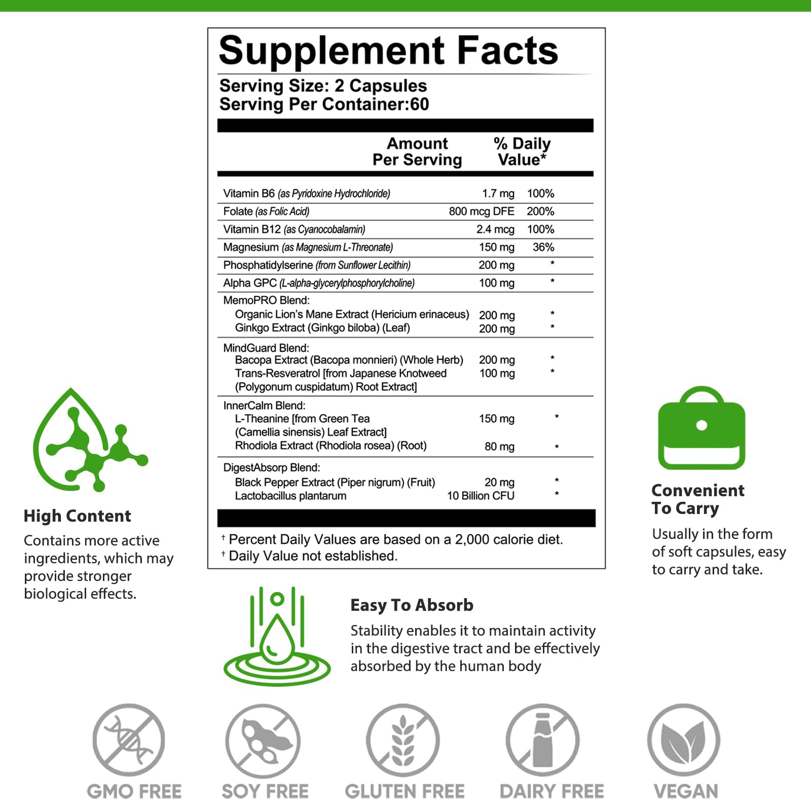 Nootropic Brain Supplement for Memory & Focus Support – Advanced Cognitive Formula for Mental Clarity & Mood Balance with Bacopa Monnieri, Lion's Mane, Alpha GPC & Omega-3 – 120 Capsules CelluTech uk supplements