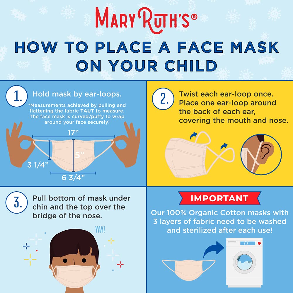 MaryRuth's Face Masks Made with 100% Organic Cotton | Soft and Secure 3-Layer Protection | Breathable Comfortable and Reusable Face Masks | One Size Fits Most | 3 Pack MARYRUTH'S uk supplements