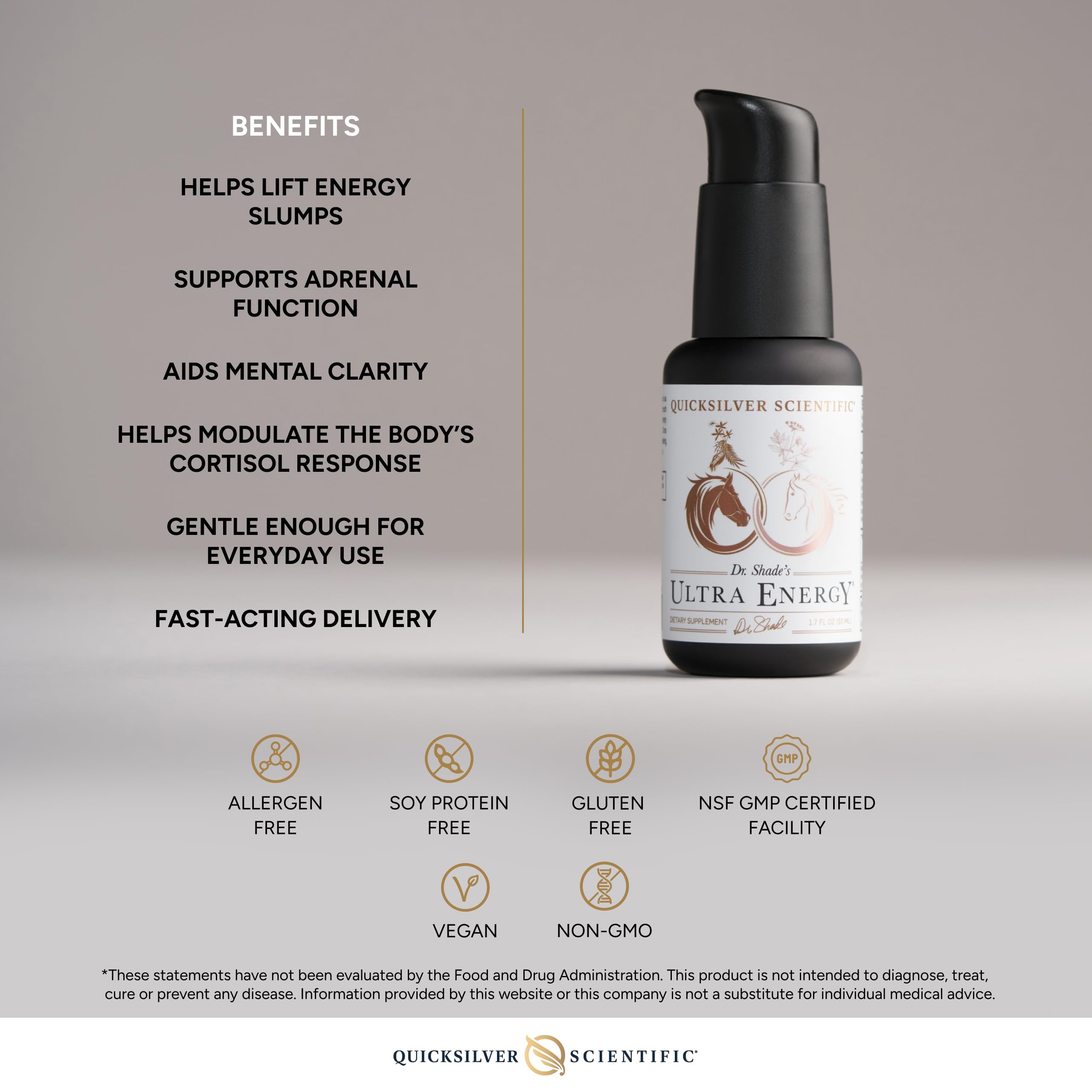 Quicksilver Scientific Dr. Shade's Ultra Energy - Liposomal Adaptogenic Adrenal, Cognitive Support Supplement with Rhodiola, Reishi, Ashwagandha for Women + Men (1.7 fl oz / 50ml) Quicksilver Scientific uk supplements