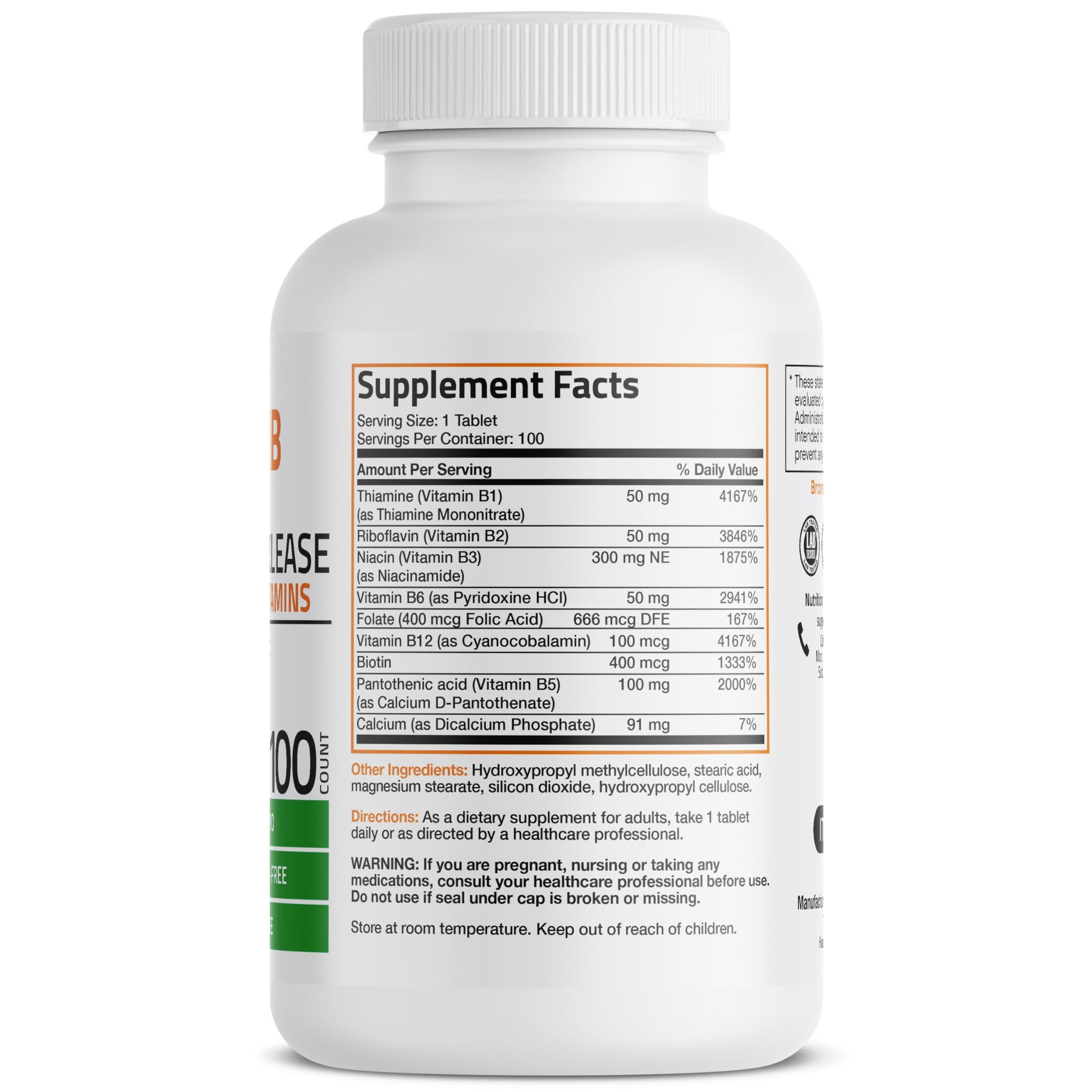 Bronson Super B Vitamin B Complex Sustained Slow Release Vitamin B1, B2, B3, B6, B9 Bronson uk supplements