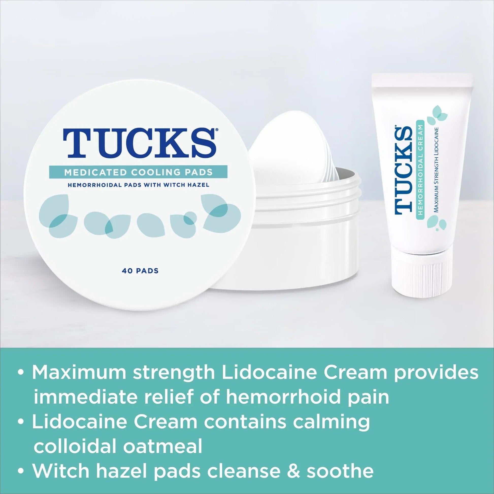 Tucks Multi-Care Relief Kit – 40 Count Witch Hazel Pads & 0.5 oz. Lidocaine Cream - Protects from Irritation, Hemorrhoid Treatment Medicated Pads Used by Hospitals TUCKS uk supplements