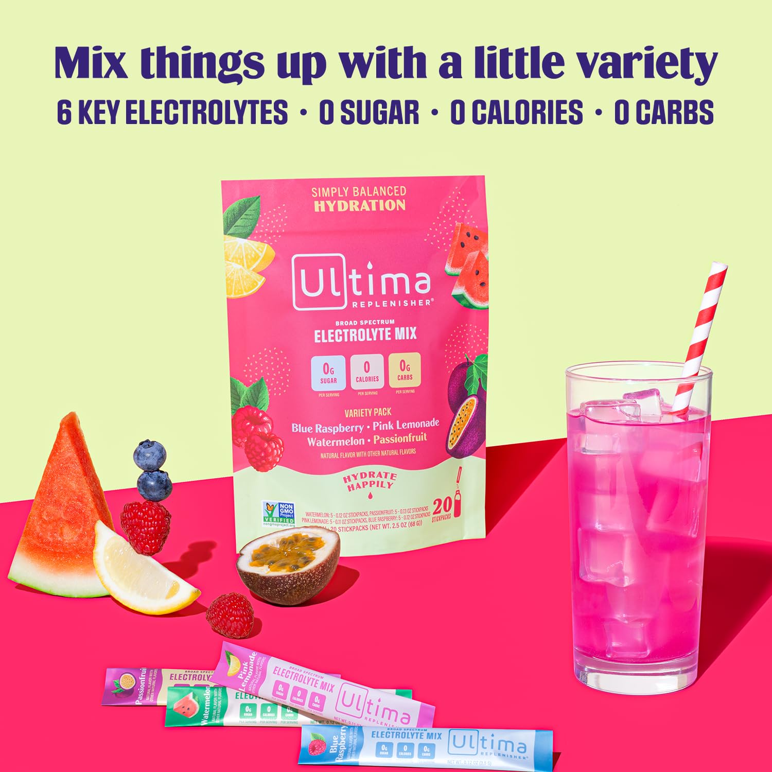 Ultima Replenisher Daily Electrolyte Drink Mix – Tropical Variety, 20 Stickpacks – Hydration Ultima Replenisher uk supplements