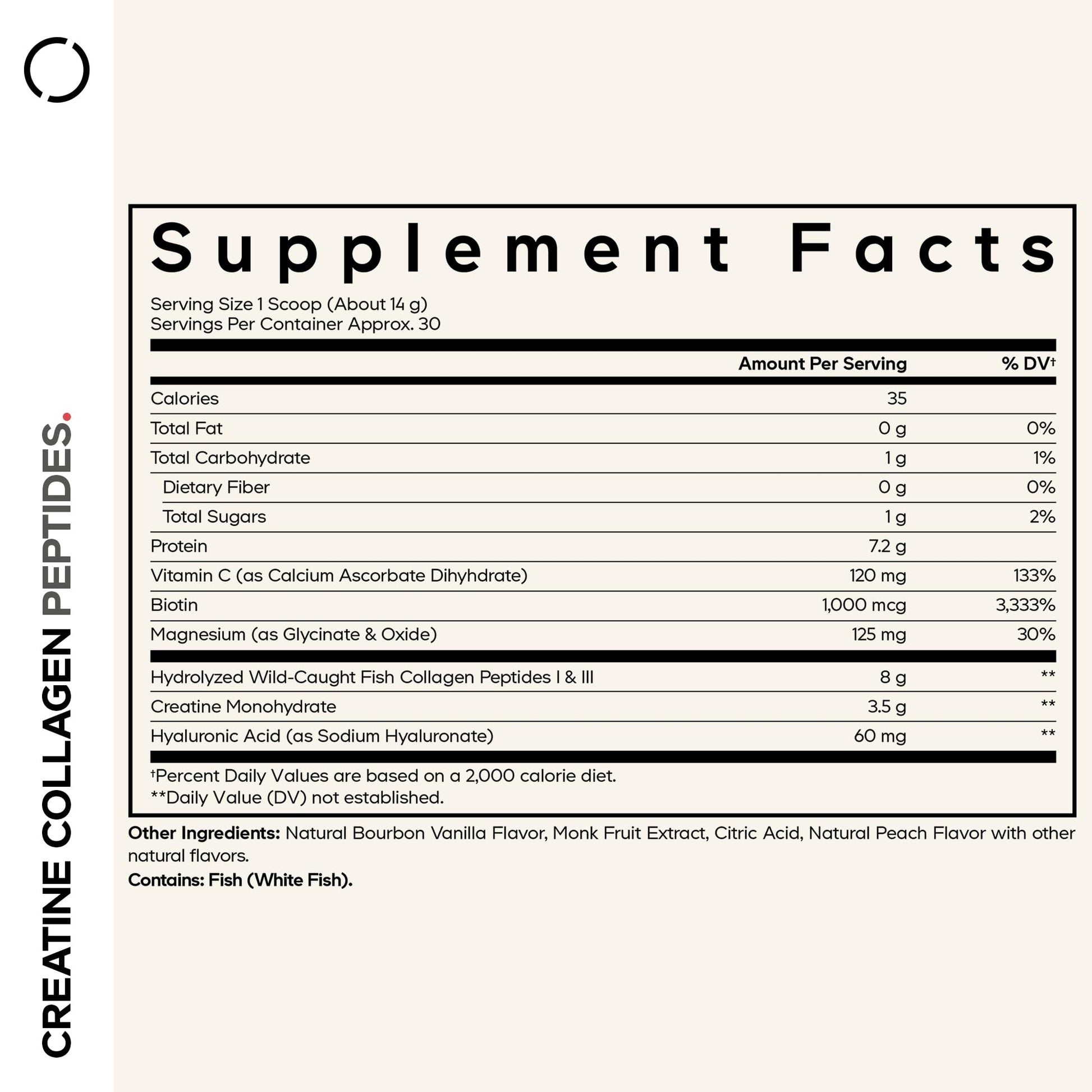 Codeage Creatine Collagen Peptides - Creatine Monohydrate Powder Supplement, Wild-Caught Marine Collagen, Biotin, Magnesium, Vitamin C, Hyaluronic Acid - Vanilla Flavored - Non-GMO - 15 Oz Codeage uk supplements