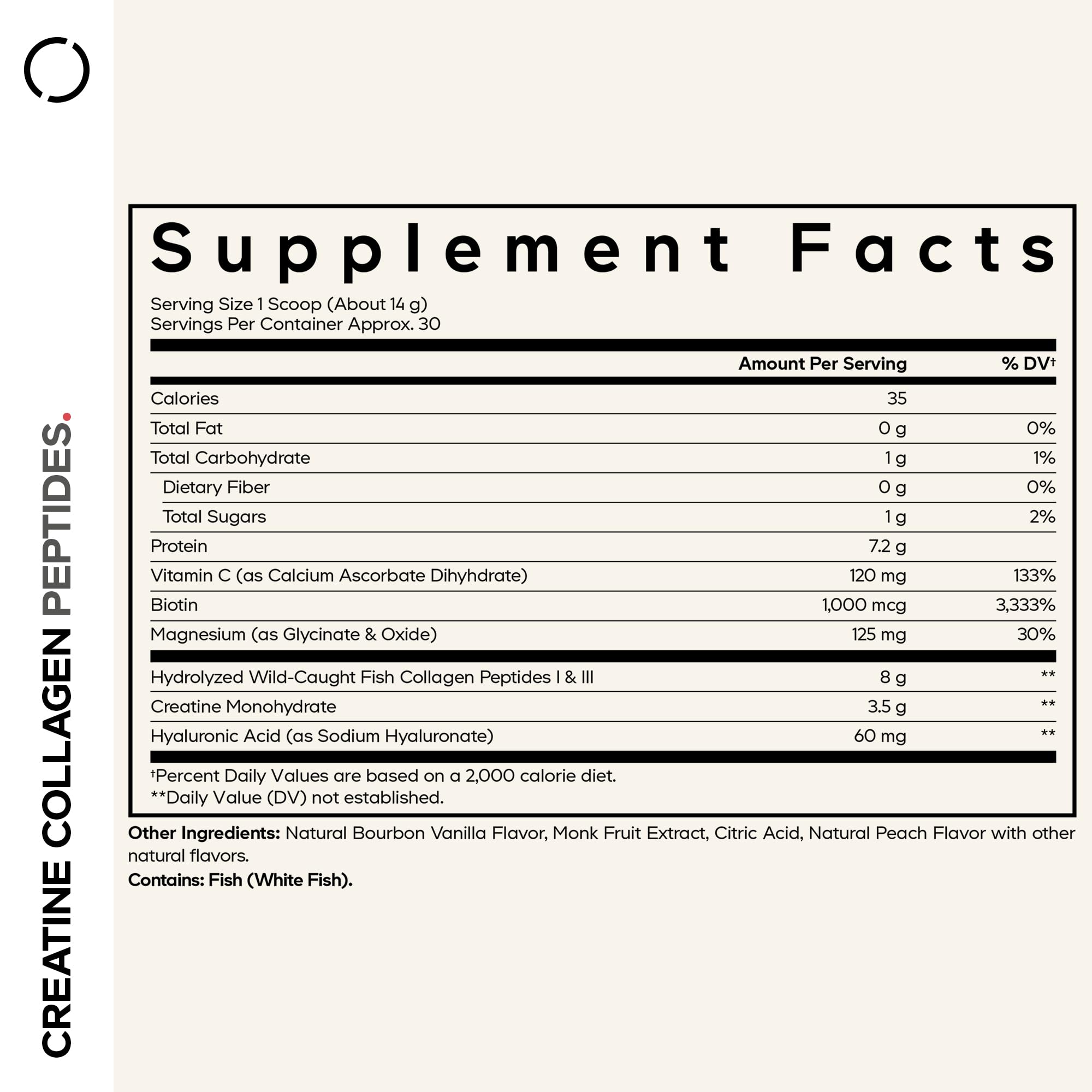 Codeage Creatine Collagen Peptides - Creatine Monohydrate Powder Supplement, Wild-Caught Marine Collagen, Biotin, Magnesium, Vitamin C, Hyaluronic Acid - Vanilla Flavored - Non-GMO - 15 Oz Codeage uk supplements