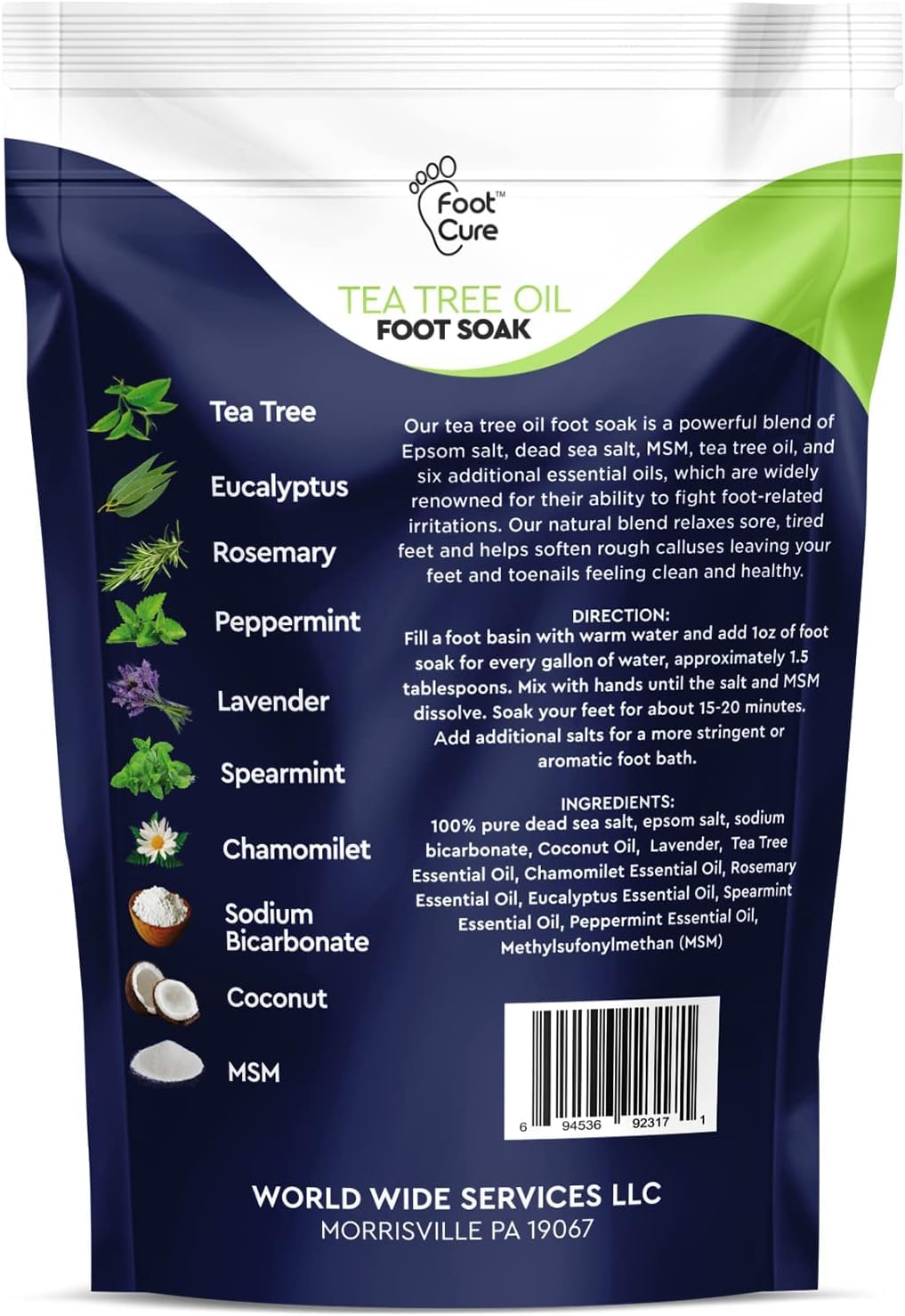 Tea Tree Oil & Citrus Detox Foot Soak with Epsom Salts - All Natural Salts for Post Workout FOOT CURE uk supplements