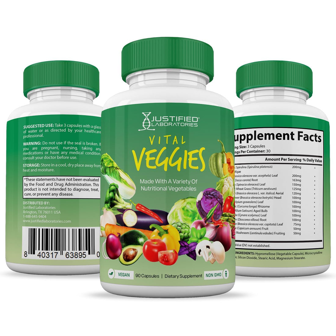 (10 Pack) Vital Fruits and Veggies Supplement Whole Food Red & Green Superfoods Non GMO Vegan Friendly 900 Veggie Capsules 10 Bottles Justified Laboratories uk supplements