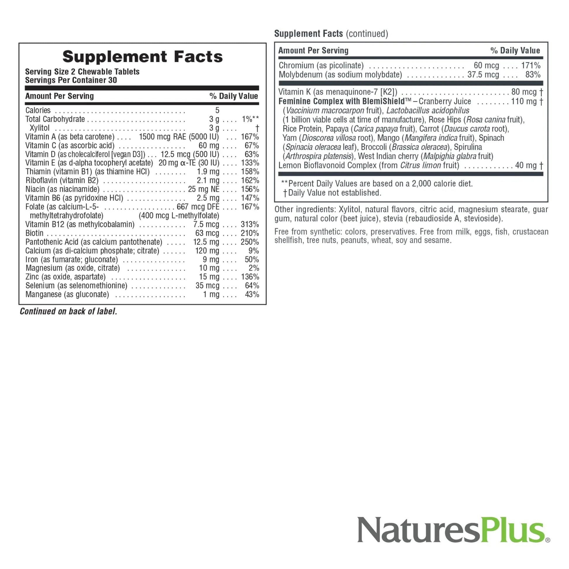 NaturesPlus Source of Life Power Teen for Her, Natural Berry - 60 Chewable Tablets - High Potency Multivitamin - Sugar Free, Vegan - 30 Servings NaturesPlus uk supplements