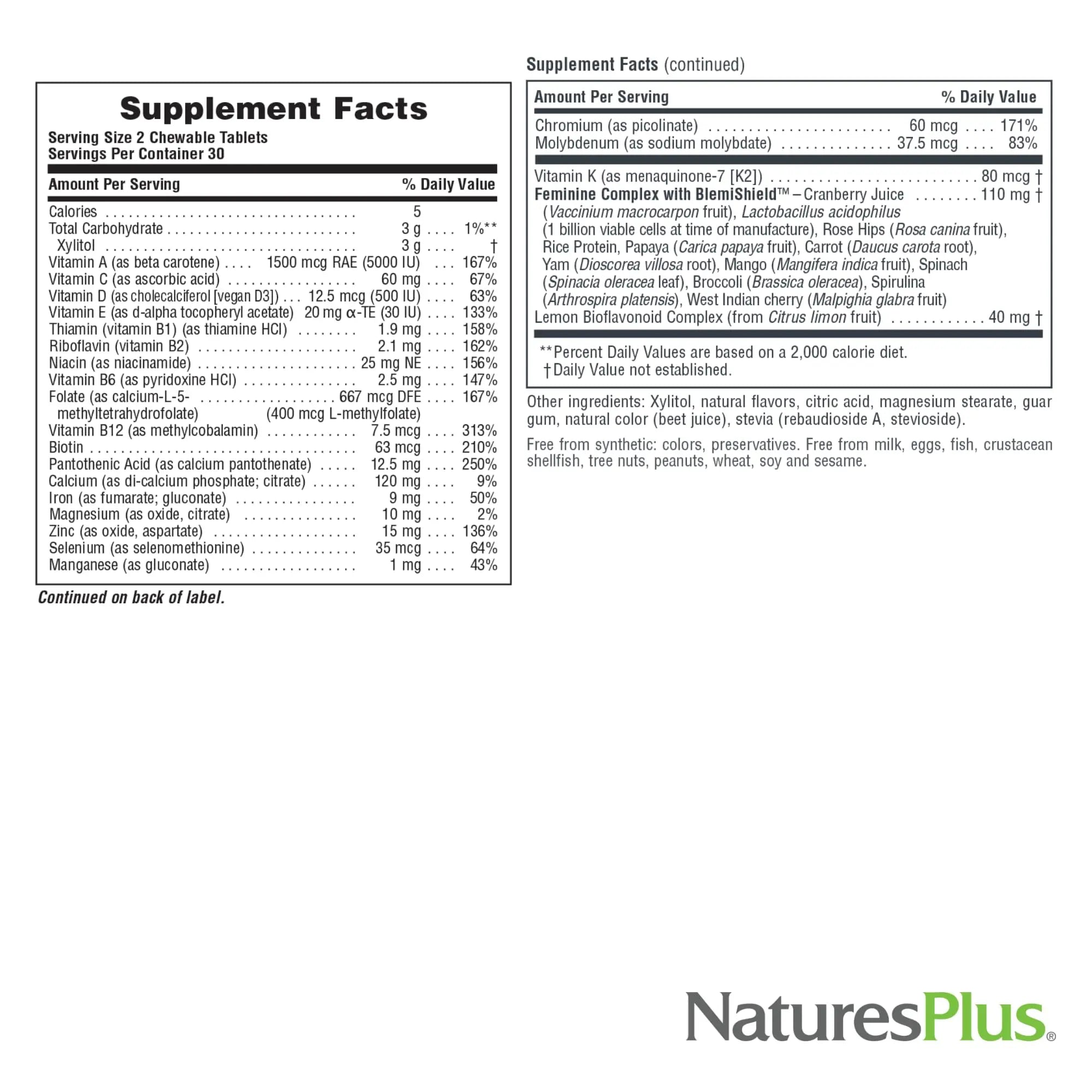 NaturesPlus Source of Life Power Teen for Her, Natural Berry - 60 Chewable Tablets - High Potency Multivitamin - Sugar Free, Vegan - 30 Servings NaturesPlus uk supplements