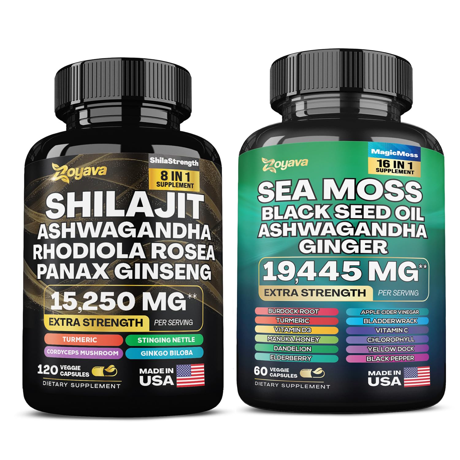 Zoyava Sea Moss Supreme16 Blend 19,445 MG and Shilajit 15,250 MG - Nature's Synergy Zoyava uk supplements