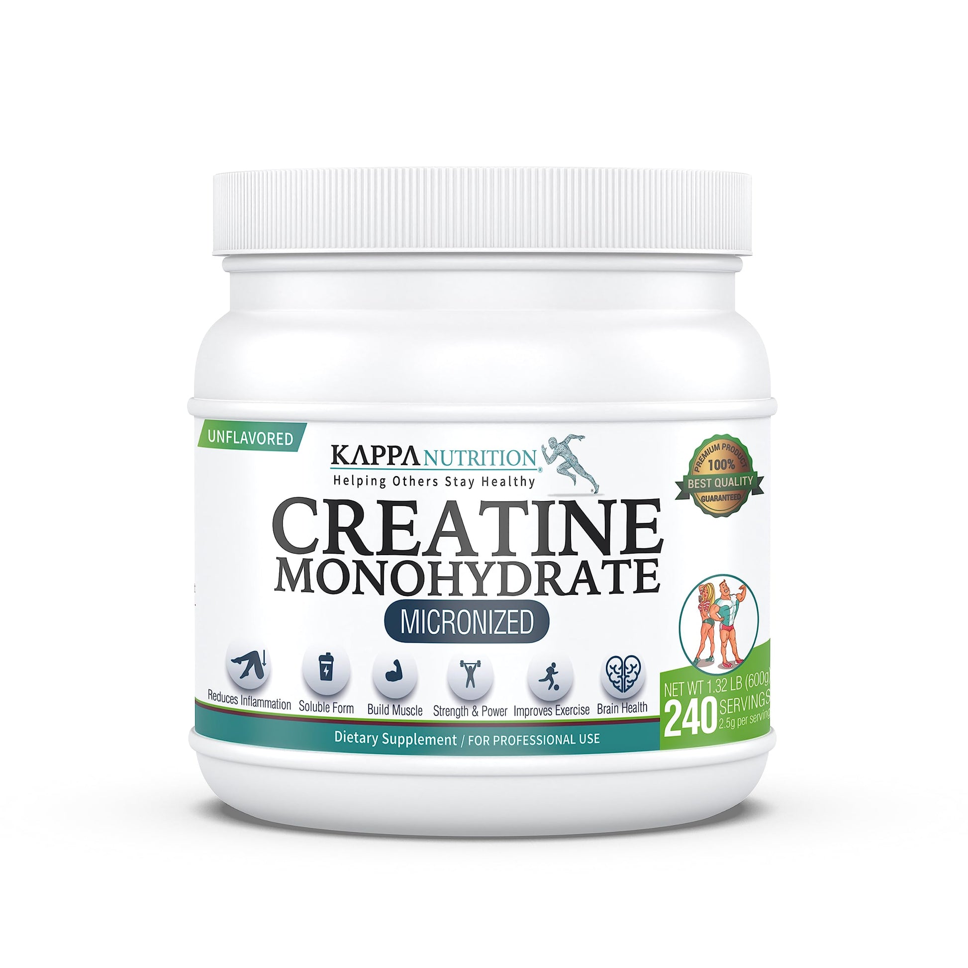Kappa Nutrition Creatine Monohydrate Powder, Pure Amino Acid Formula, Supports Muscle Strength, Cellular Energy & Mental Focus* Gluten-Free, Keto, 2.25g per Scoop, 240 Servings, Net Wt. 1.32 LB (600g) KAPPA NUTRITION uk supplements