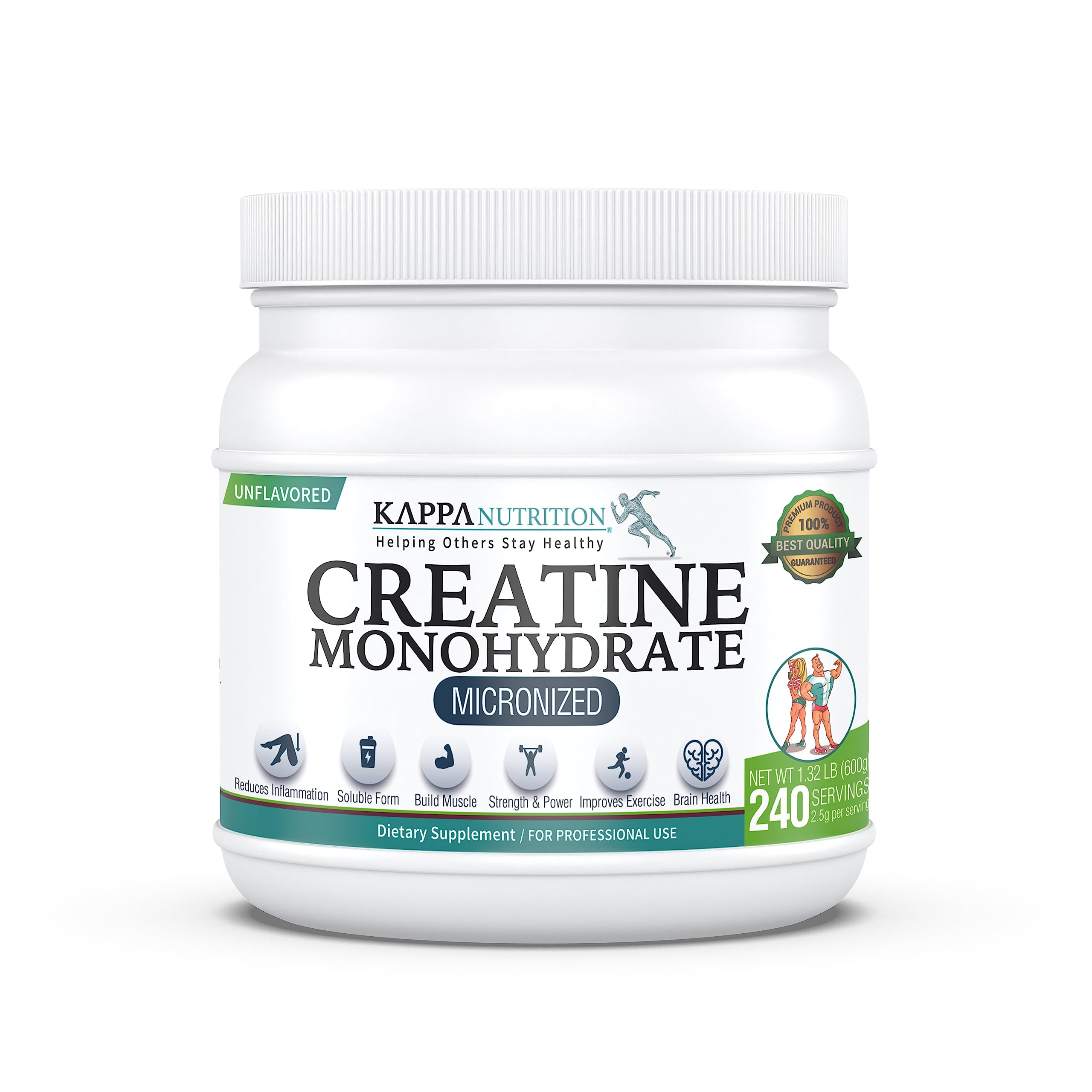 Kappa Nutrition Creatine Monohydrate Powder, Pure Amino Acid Formula, Supports Muscle Strength, Cellular Energy & Mental Focus* Gluten-Free, Keto, 2.25g per Scoop, 240 Servings, Net Wt. 1.32 LB (600g) KAPPA NUTRITION uk supplements