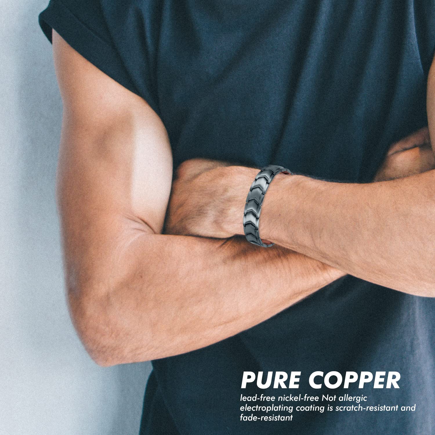Auinz - Copper Bracelets for Men - 99.99% Solid Pure Copper Magnetic Bracelets Double-Row Auinz uk supplements