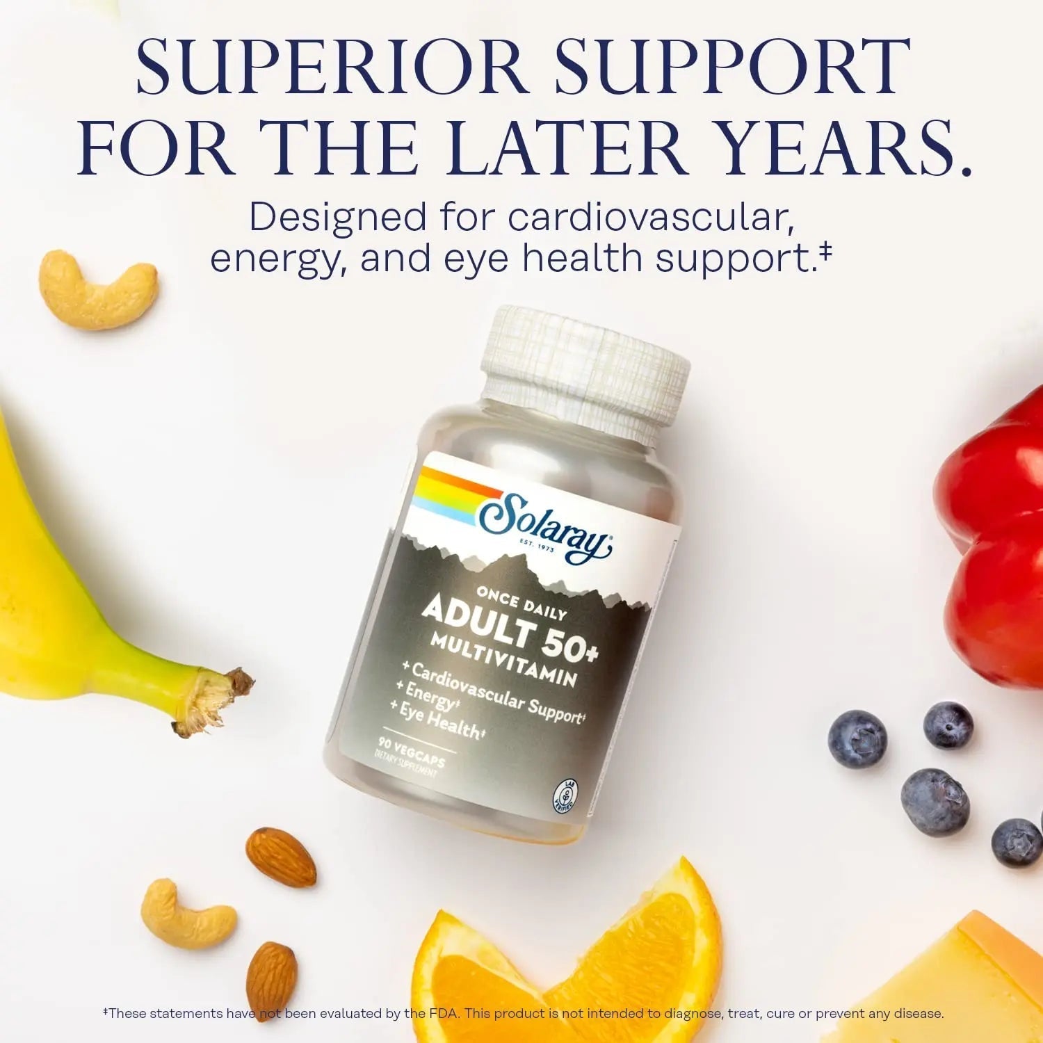 Solaray Once Daily Adult 50+ Complete Multivitamin for Women & Men, Essential Vitamins & Chelated Minerals for Healthy Energy, Heart, Brain & Immune Support SOLARAY uk supplements