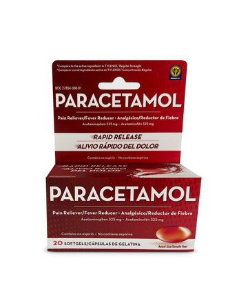 Belmora Paracetamol Acetaminophen 325mg 20 Softgels for Pain Relief, Liquid Filled Capsules for Rapid Release, Fever Reducer for Adults Extra Strength Belmora paracetamol uk supplements