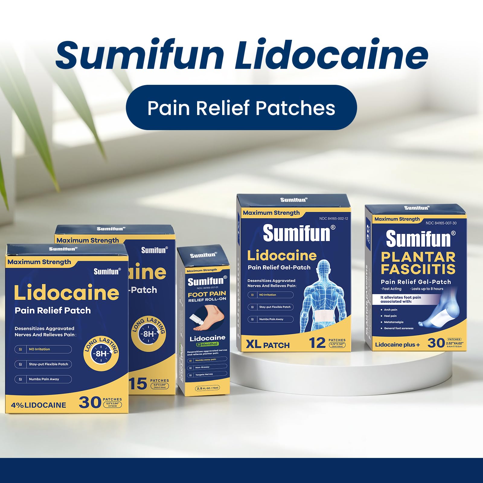 Sumifun Foot Pain Relief Lidocaine Roll-On - Maximum Strength OTC for Plantar Fasciitis & Heel Pain - Fast-Drying, Non-Greasy Formula, 2.5 Fl Oz * 3 Sumifun uk supplements