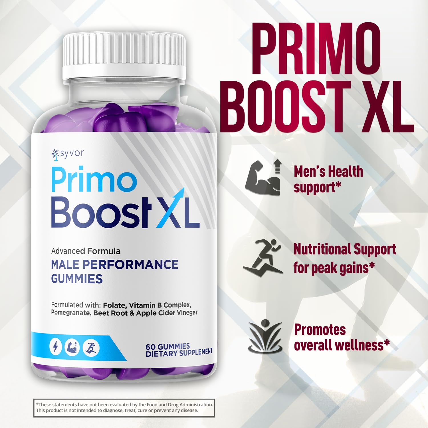 (2 Pack) Primo Boost XL Gummies, Official Primo Boost XL Gummys with All Natural Ingredients, Advanced PrimoBoost Health & Wellness Formula with Max Strength Active Lifestyle Vitamins (120 Gummies) Syvor uk supplements