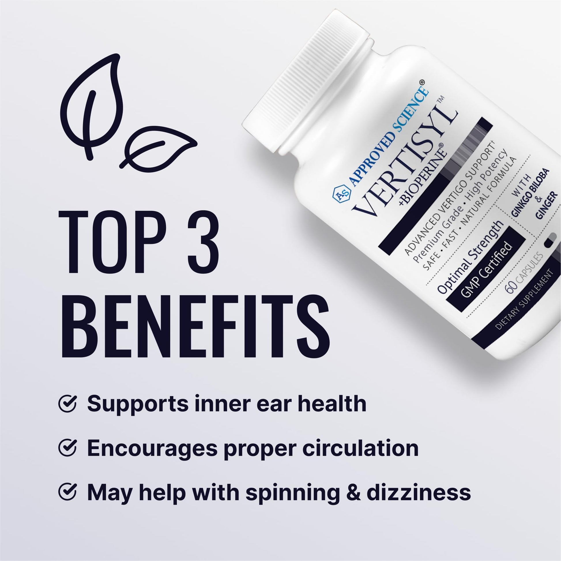 Approved Science VertiSyl - Ginkgo Biloba, Ginger, Vitamin D3, BioPerine - 60 Capsules - 1 Month Supply Approved Science uk supplements