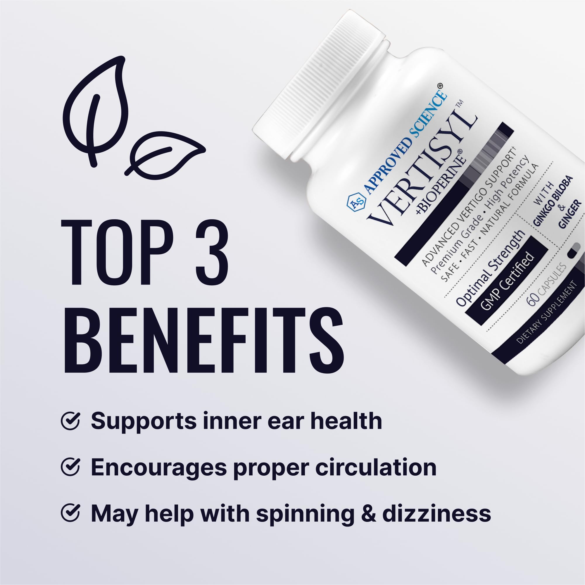 Approved Science VertiSyl - Ginkgo Biloba, Ginger, Vitamin D3, BioPerine - 60 Capsules - 1 Month Supply Approved Science uk supplements