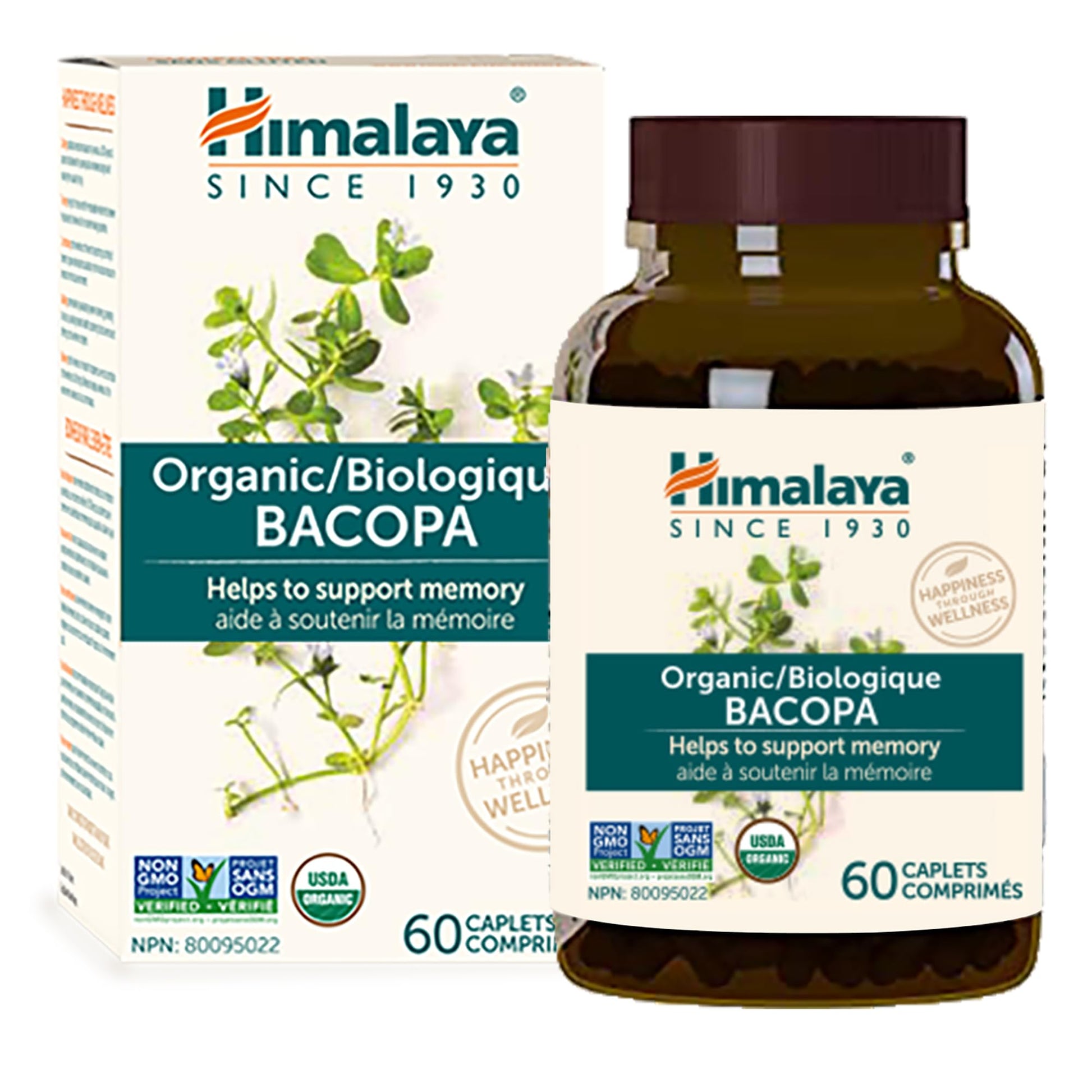 Himalaya Bacopa Monnieri Nootropic Herbal Supplement, Supports Calm, Memory, Cognition, USDA Certified Organic, Non-GMO, 750 mg, 60 Plant-Based Caplets, 60 Day Supply Himalaya uk supplements