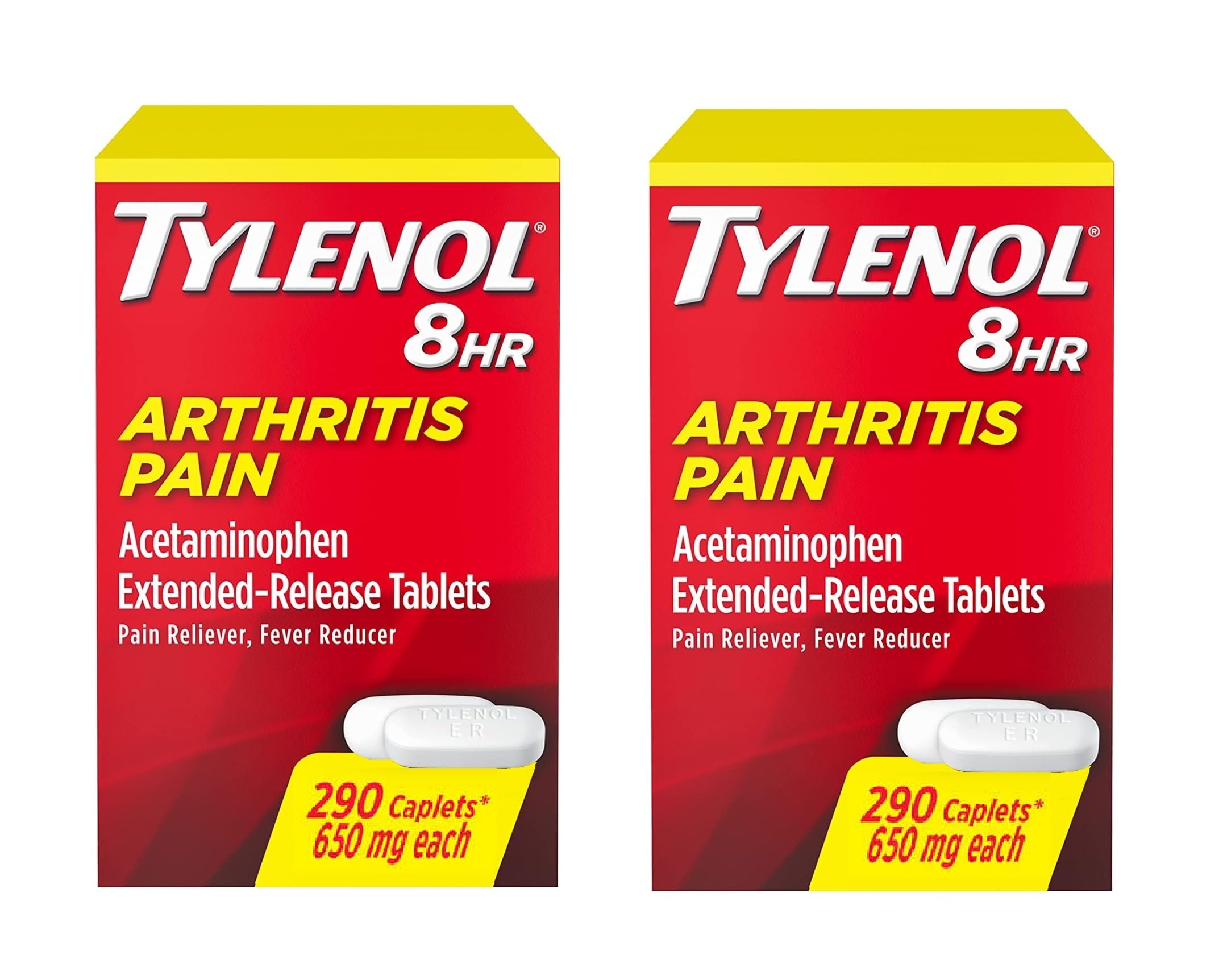 Tylenol Arthritis Pain Extended Release Tablets with Acetaminophen for Joint Pain, 290 Caplets (Pack of 2) (Package May Vary) Tylenol uk supplements