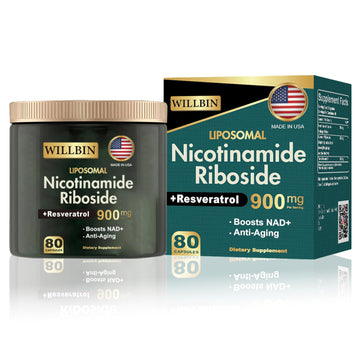 Willbin Liposomal NAD+ Supplement, Nicotinamide Riboside with Resveratrol, NAD Nicotinamide Riboside Boost Energy Focus Anti-Aging for Women & Men - 80 Vegan Capsules Willbin uk supplements