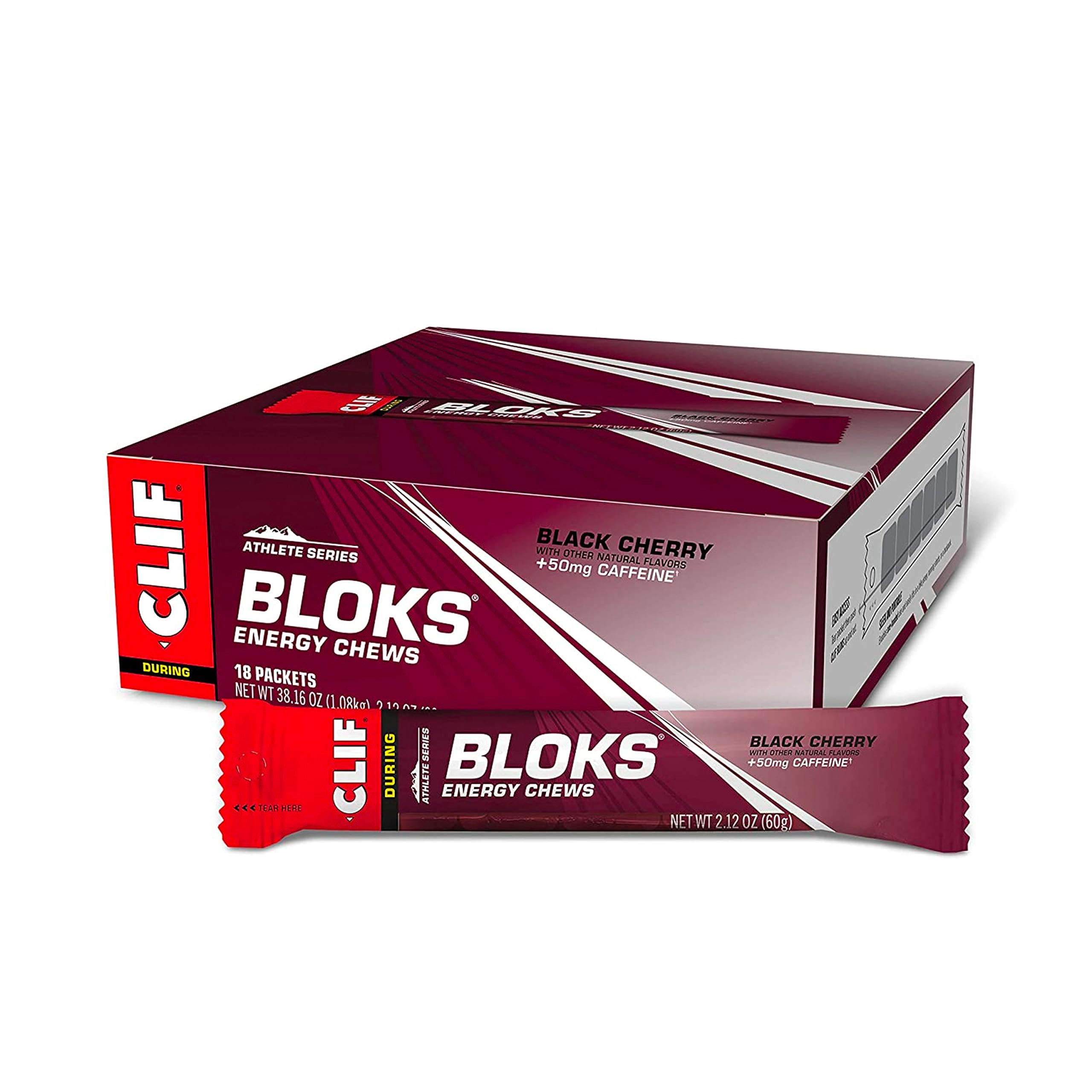 CLIF BLOKS - Black Cherry Flavor with Caffeine - Energy Chews - Non-GMO Clif Bar uk supplements