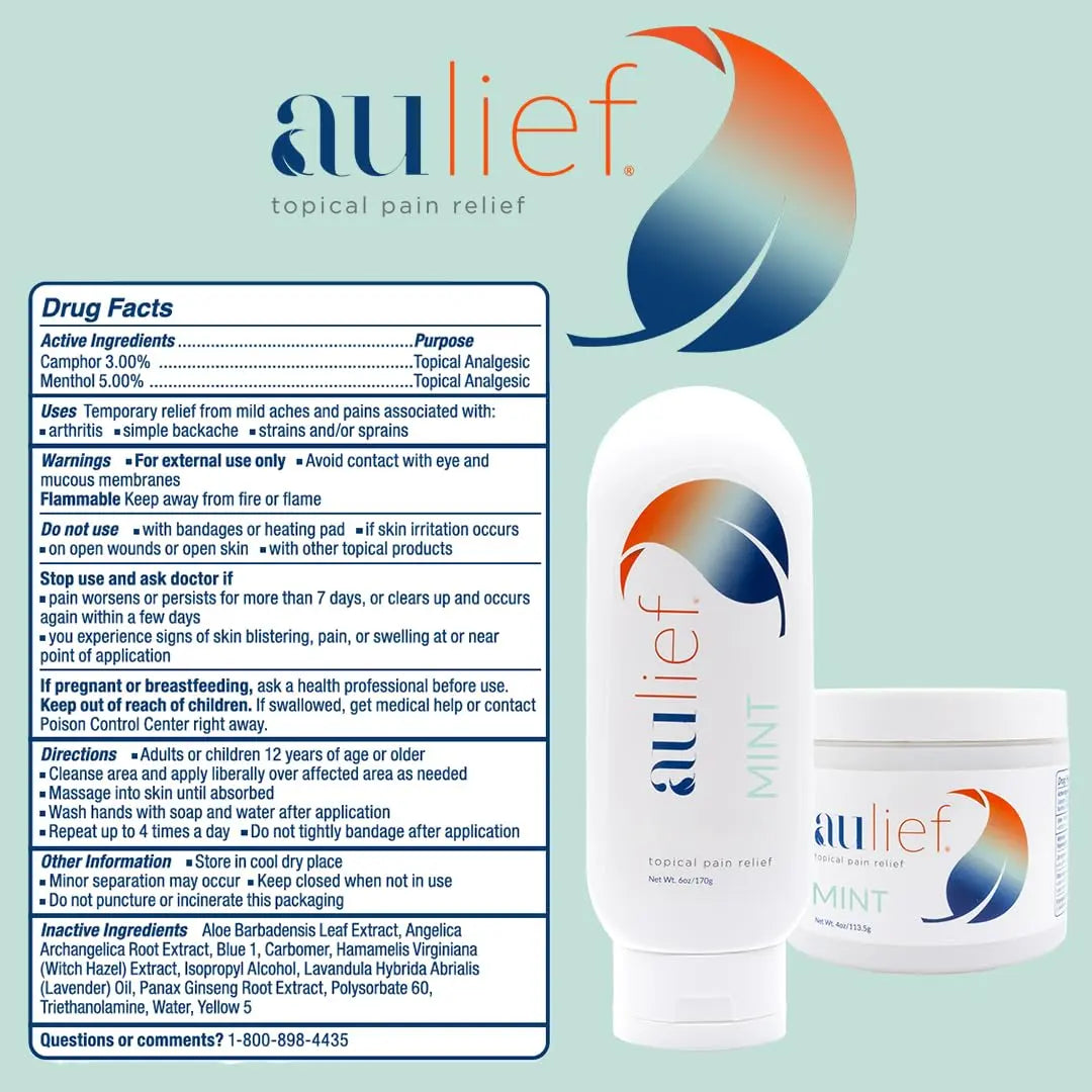 China-Gel Aulief Pain Relief Cream Arthritis & Muscle Rub for Sore Muscles & Joint Pain, Neck, Knee & Back Aches, Premium Mint Green Topical Gel, 6 oz Tottle China-Gel uk supplements