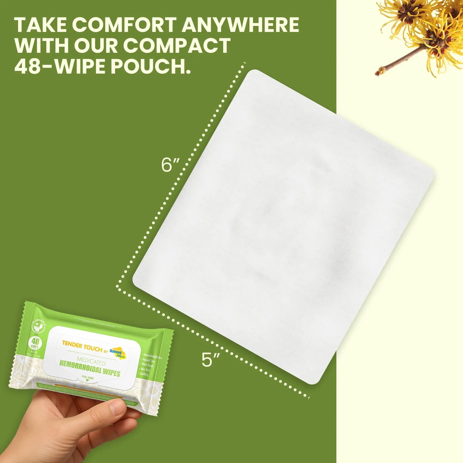 Tender Touch Hemorrhoid Wipes with Witch Hazel and Aloe, Flushable Medicated Wipes for Hemorrhoid and Vaginal Relief - Postpartum-Safe, Fragrance-free, Travel Size, 1 Pack, 48-ct. Diamond Wipes uk supplements